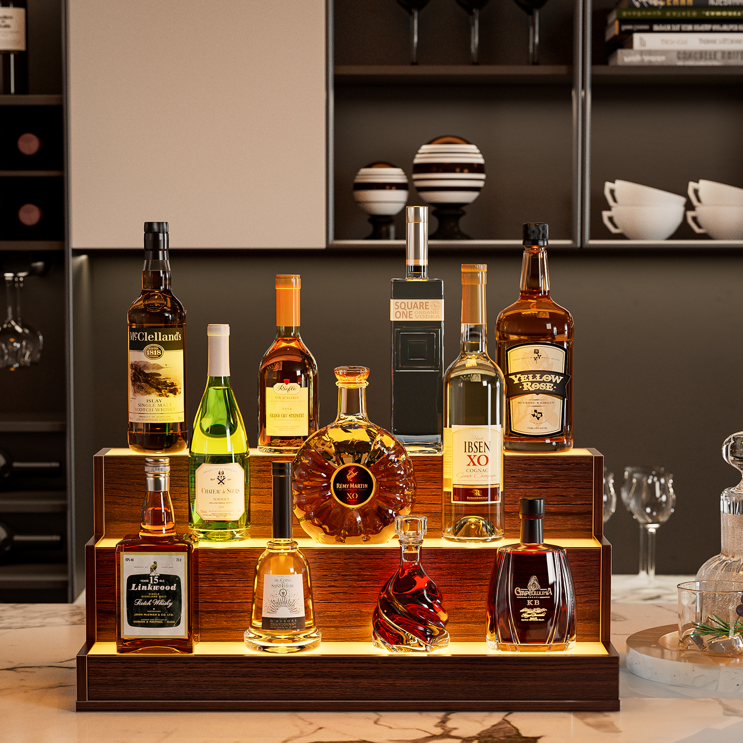 LED Bar Shelf: 24" Illuminated Bottle Display