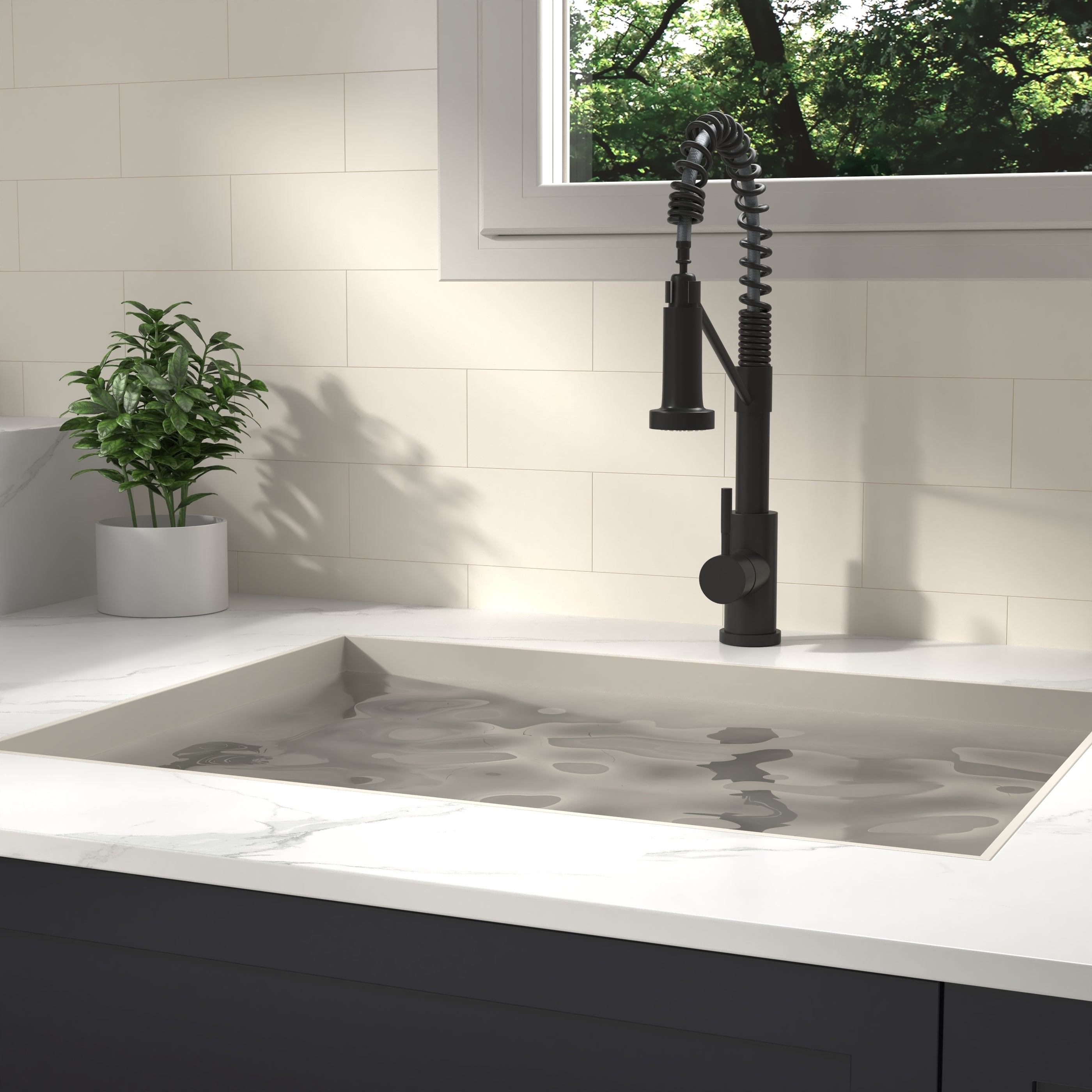 CUPC Certified Kitchen Faucet: 19" Matte Black