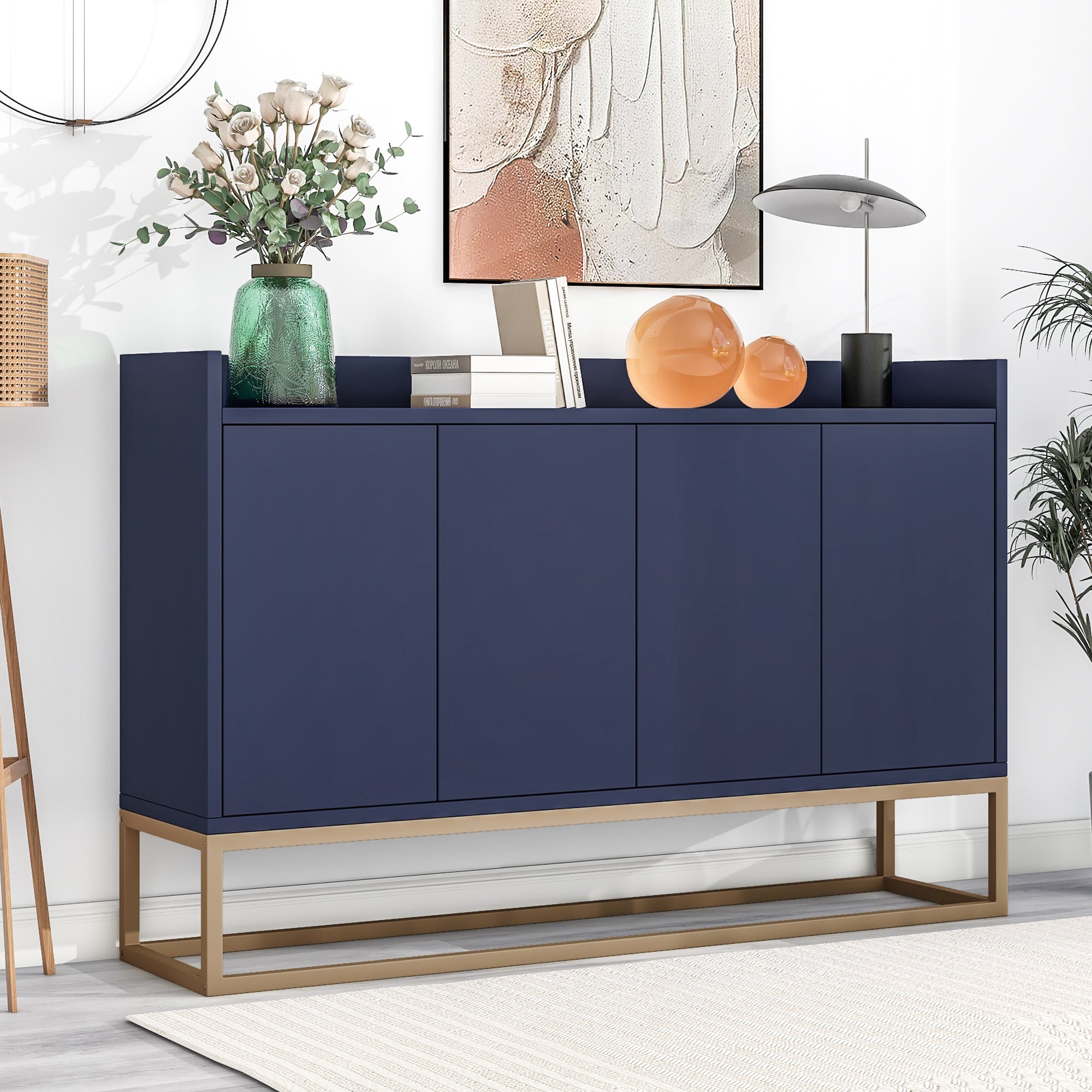Navy Modern Sideboard: Large Storage Buffet