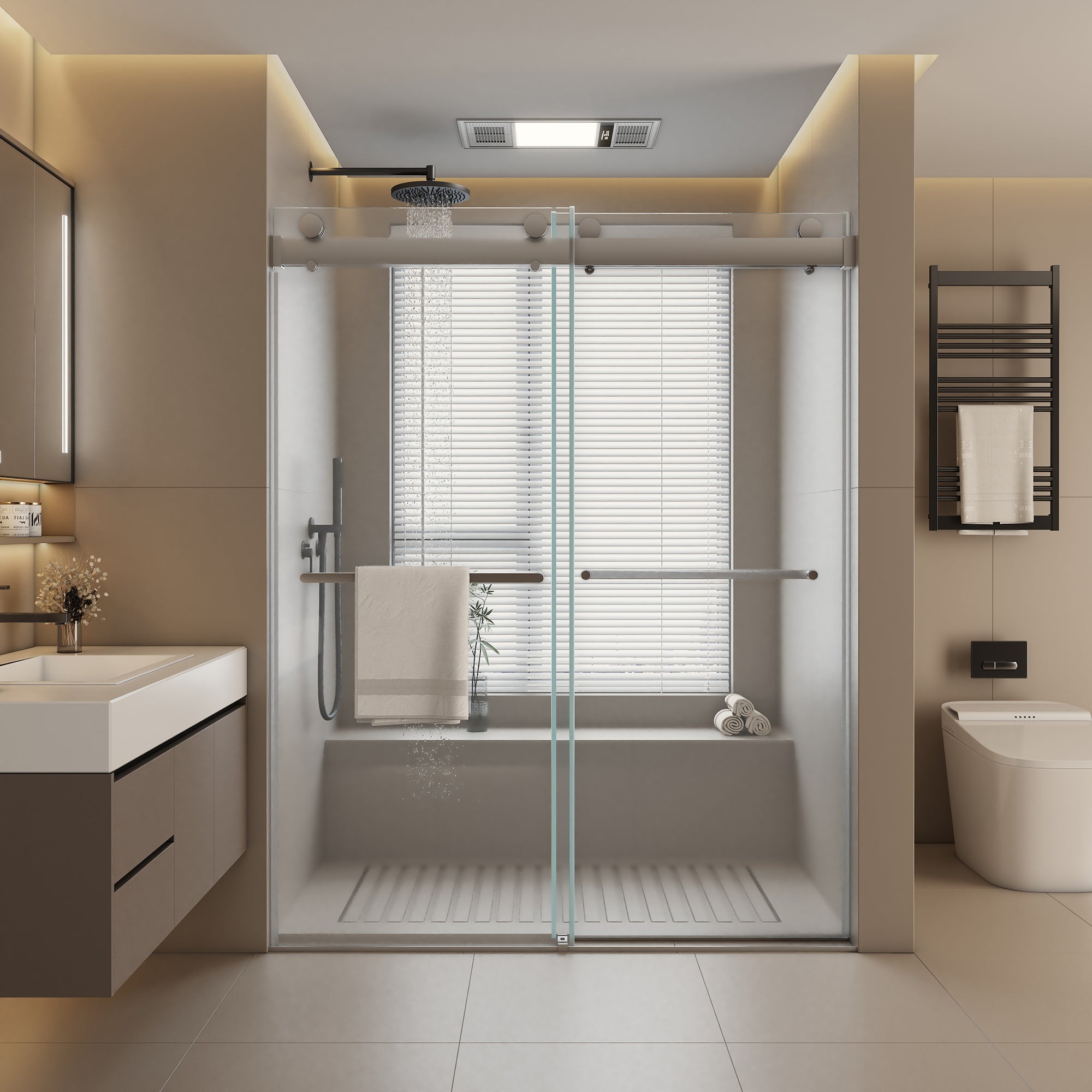 Frameless Shower Door 44-48x76", Soft-Close