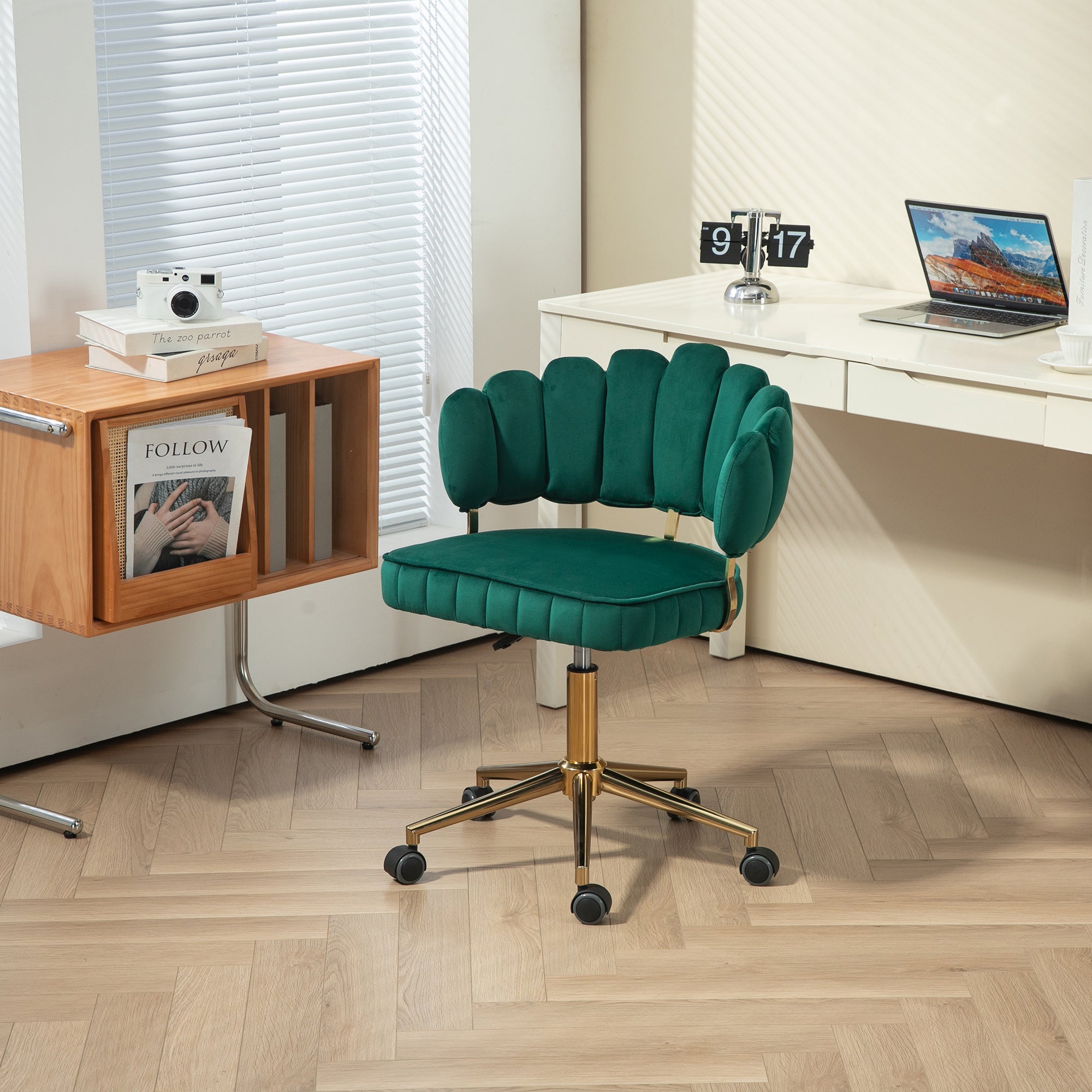 Velvet Office Chair, Modern Desk Chair, Emerald