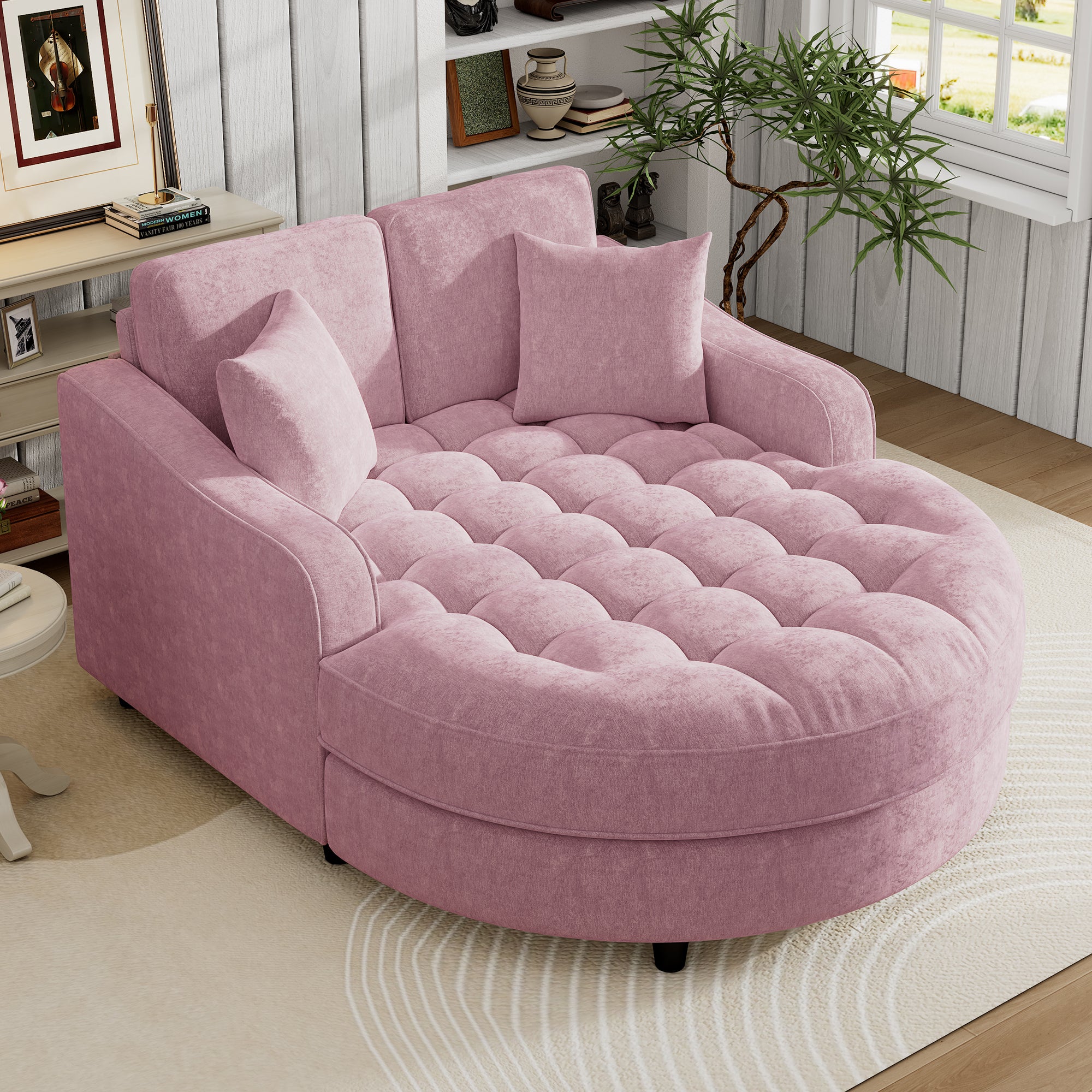 Pink Chaise Lounge Sofa Bed: Modern & Tufted