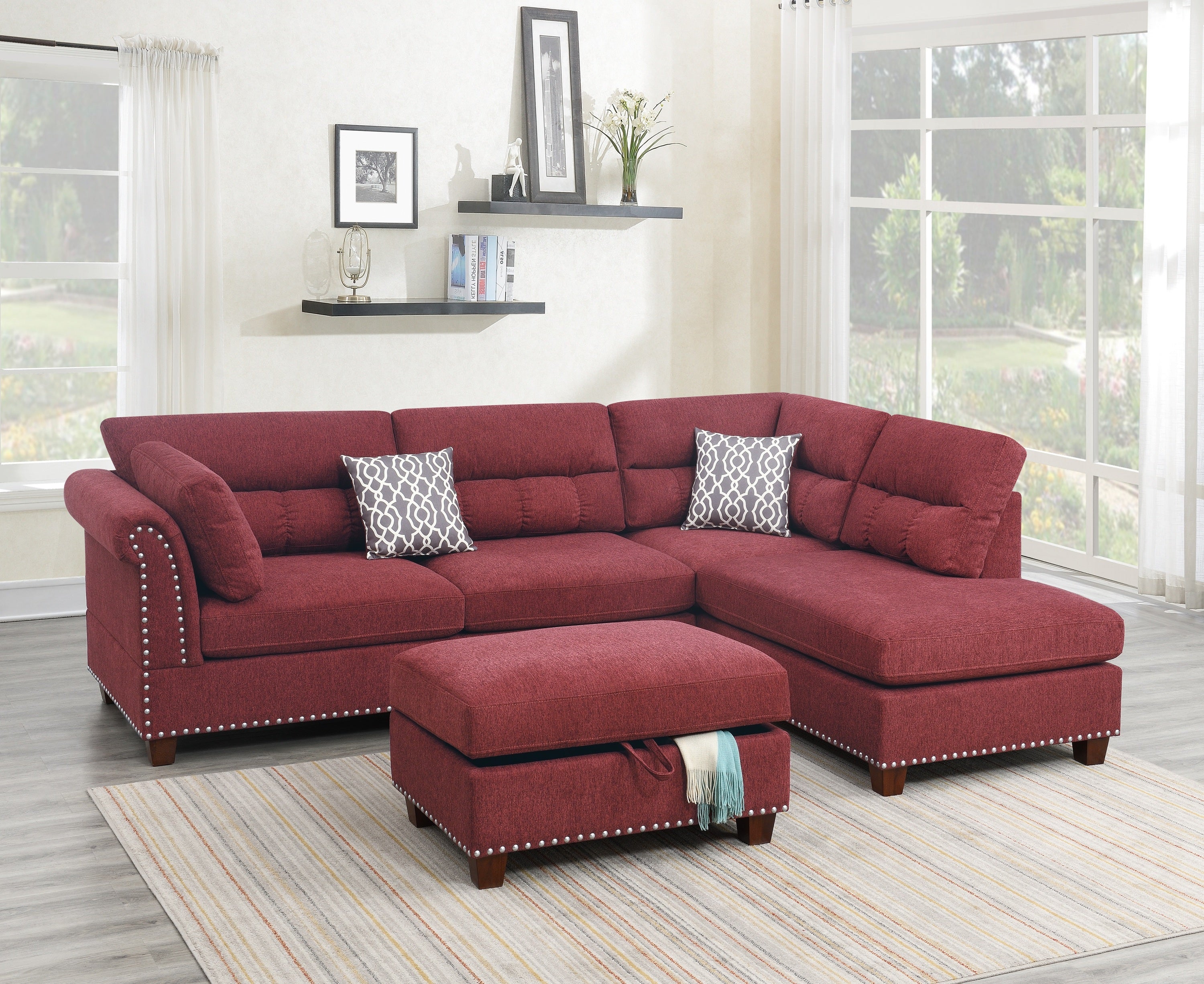 Red Velvet Sectional Sofa: #F6419