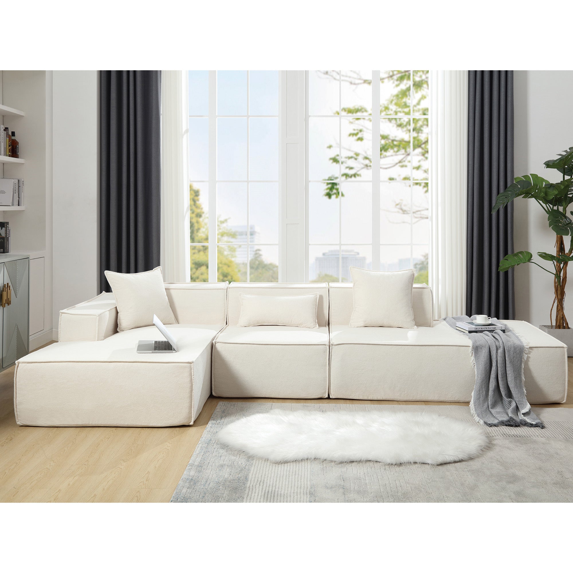 Modern Minimalist Modular Sofa Set (Beige, LHF)