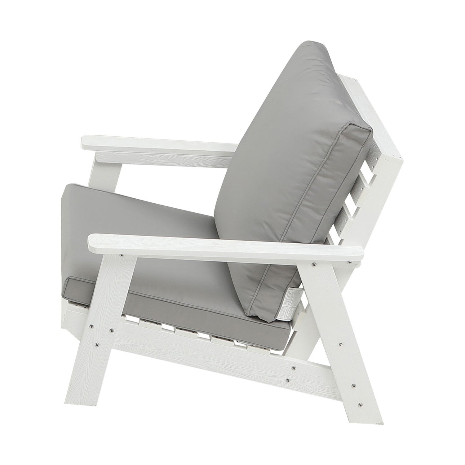 Outdoor Sofa: Weatherproof, White/Grey Cushion