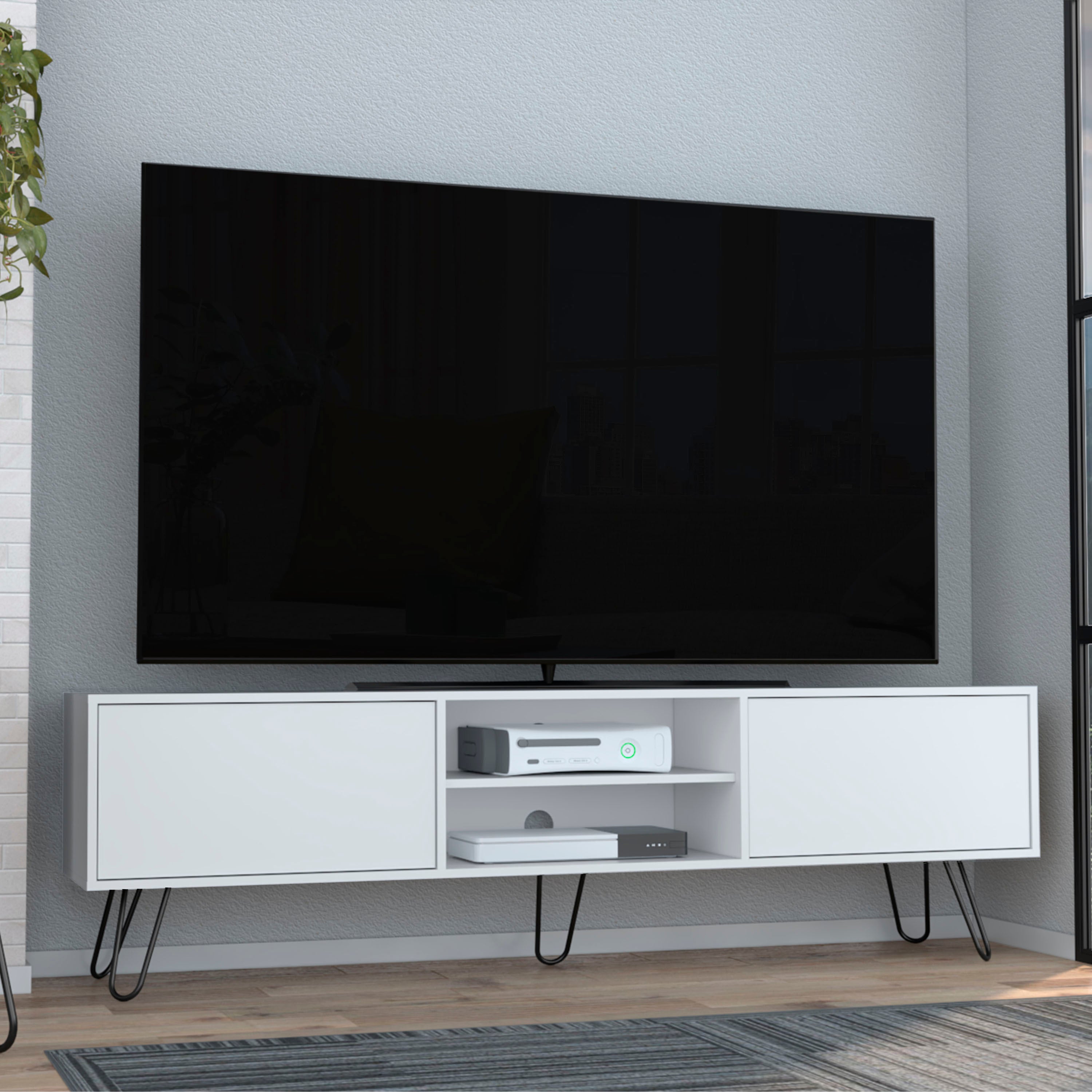 Vassel TV Stand: Modern Entertainment Unit w/ Hairpin Legs