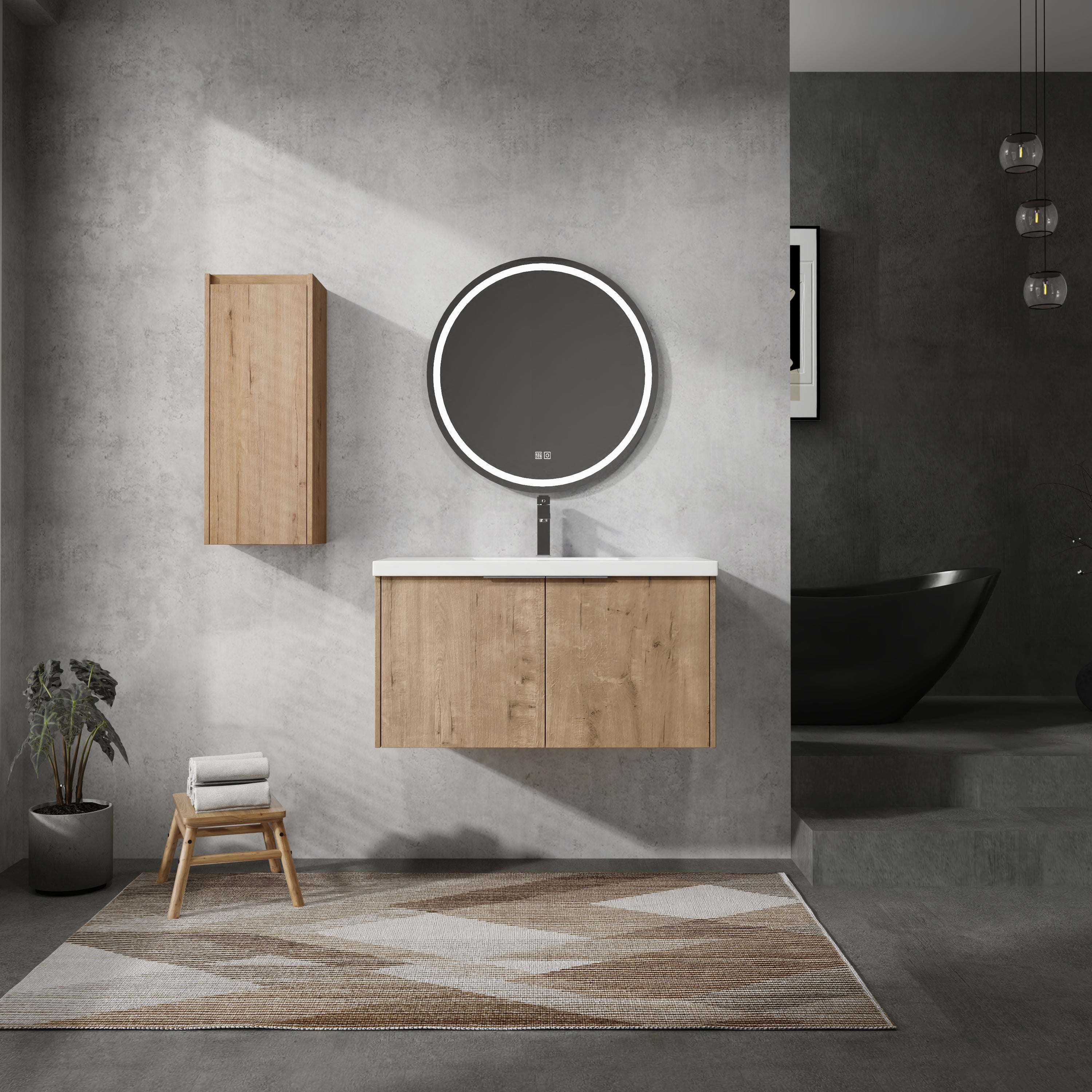36" Wall-Mounted Bathroom Vanity with Sink