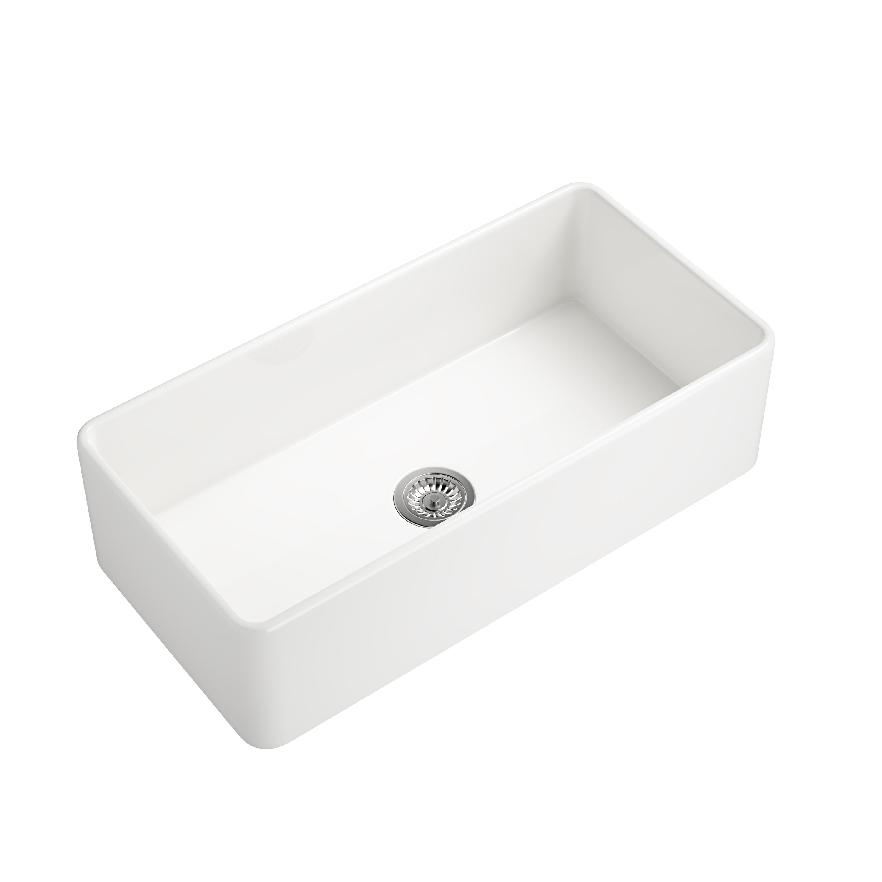 Deep Apron Farmhouse Sink: White, 33 Inch