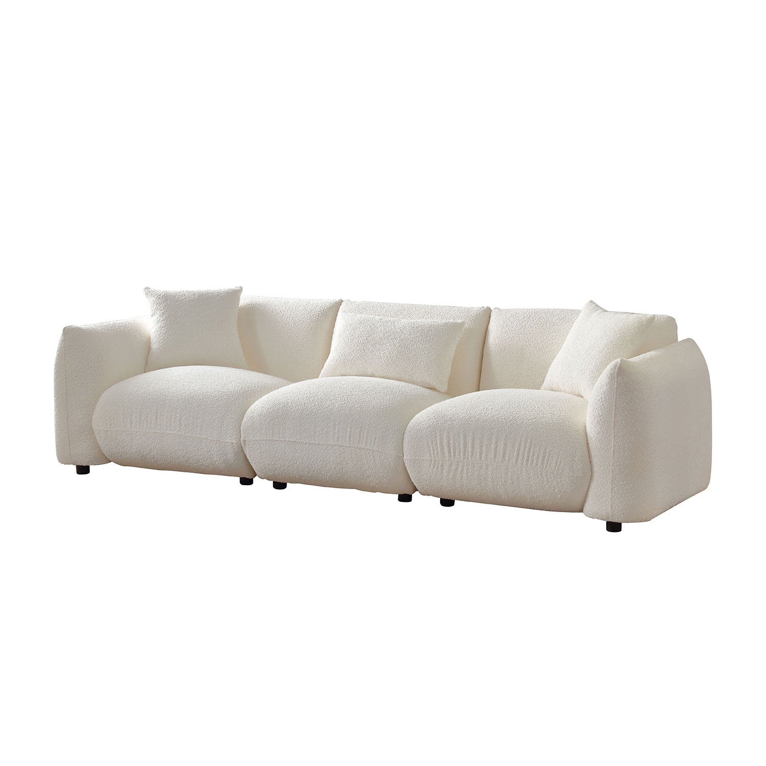 Beige Mid-Century Modern 3-Seater Sofa