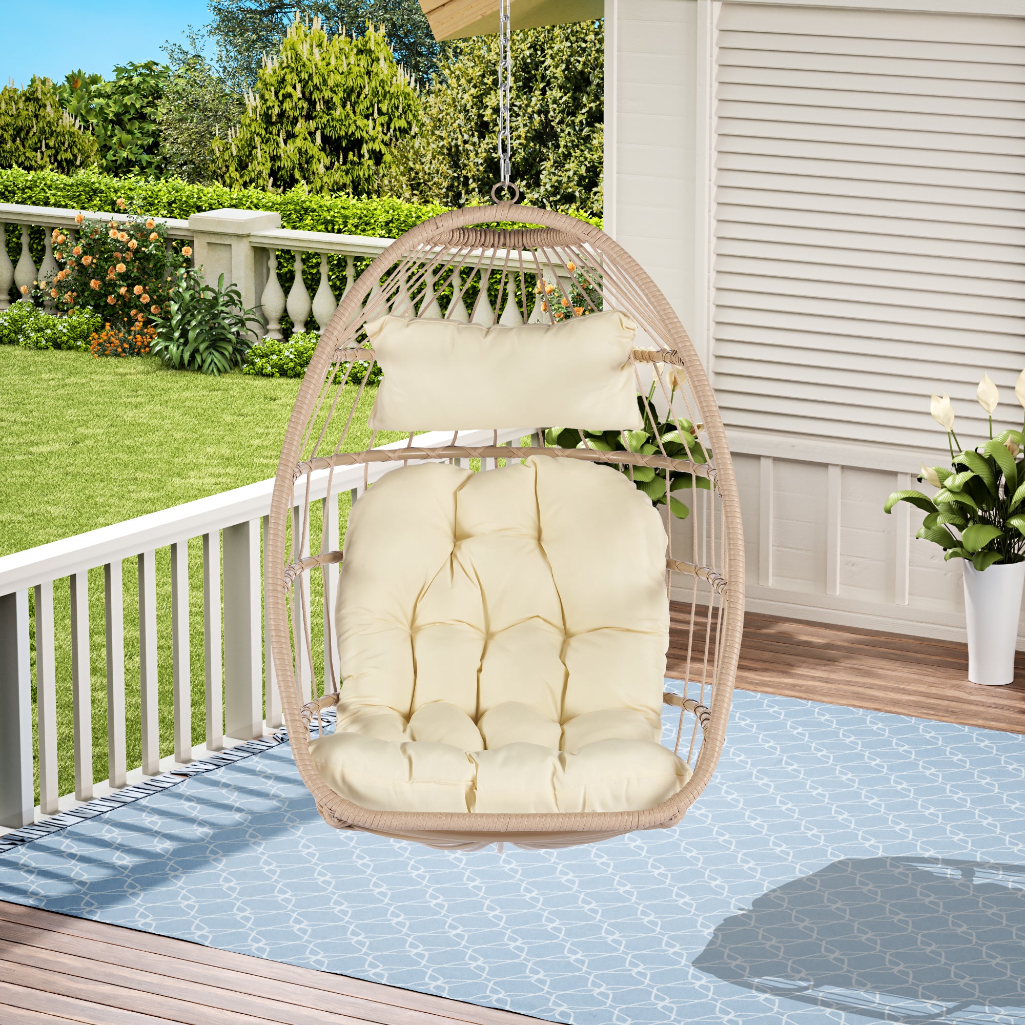 Rattan Egg Swing Chair: Outdoor Hanging Chair