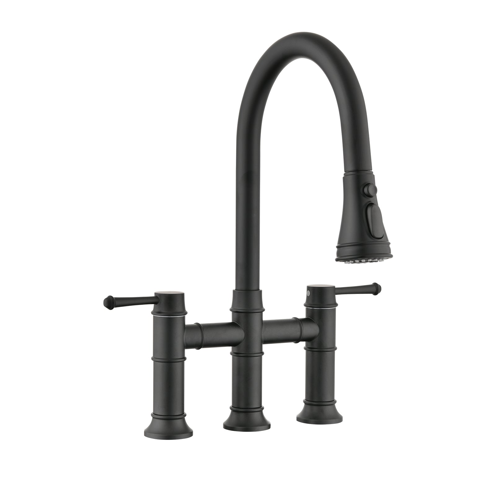 Double Handle Kitchen Faucet w/ Pull-Down Sprayer