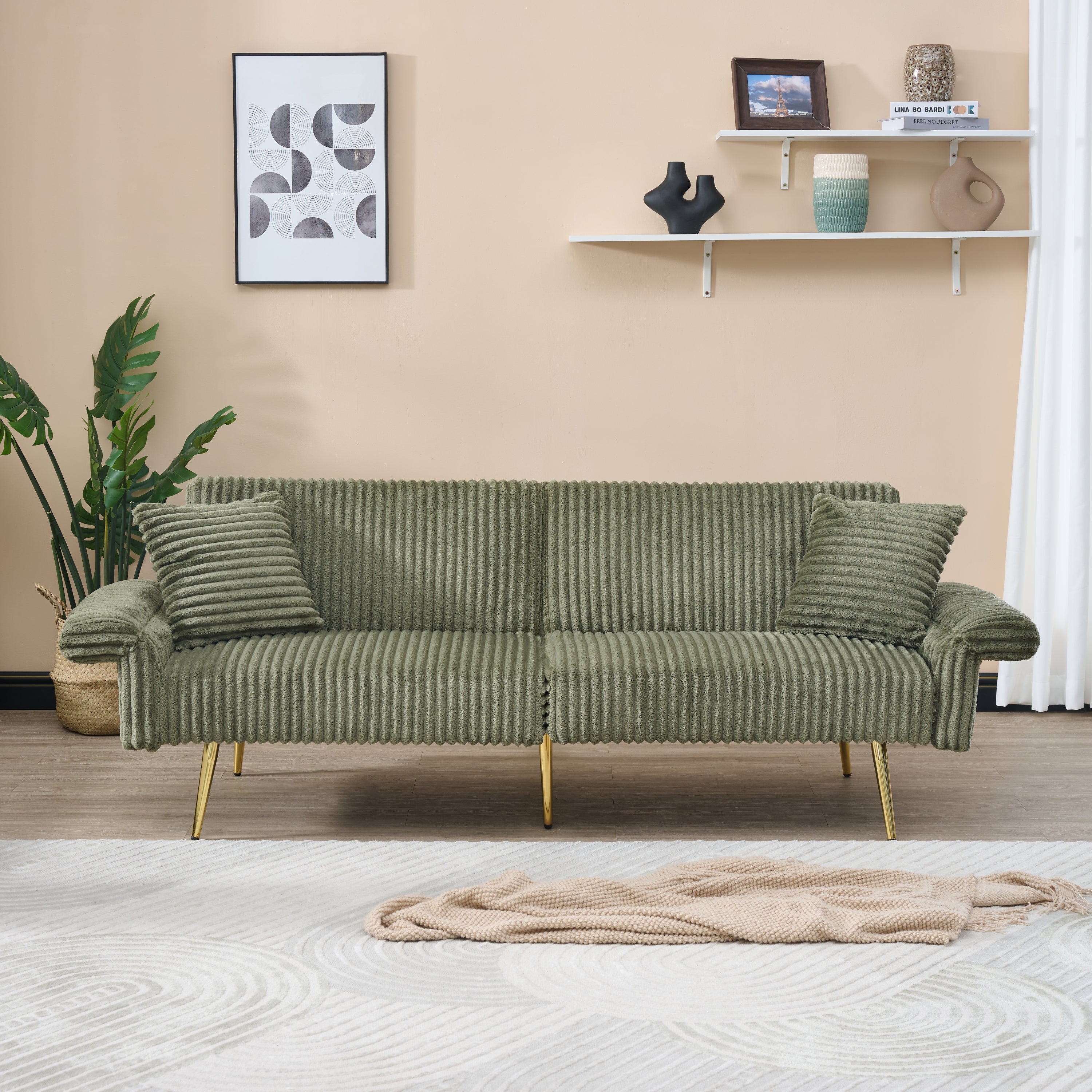 79" Corduroy Sofa Bed: Foldable & Space-Saving