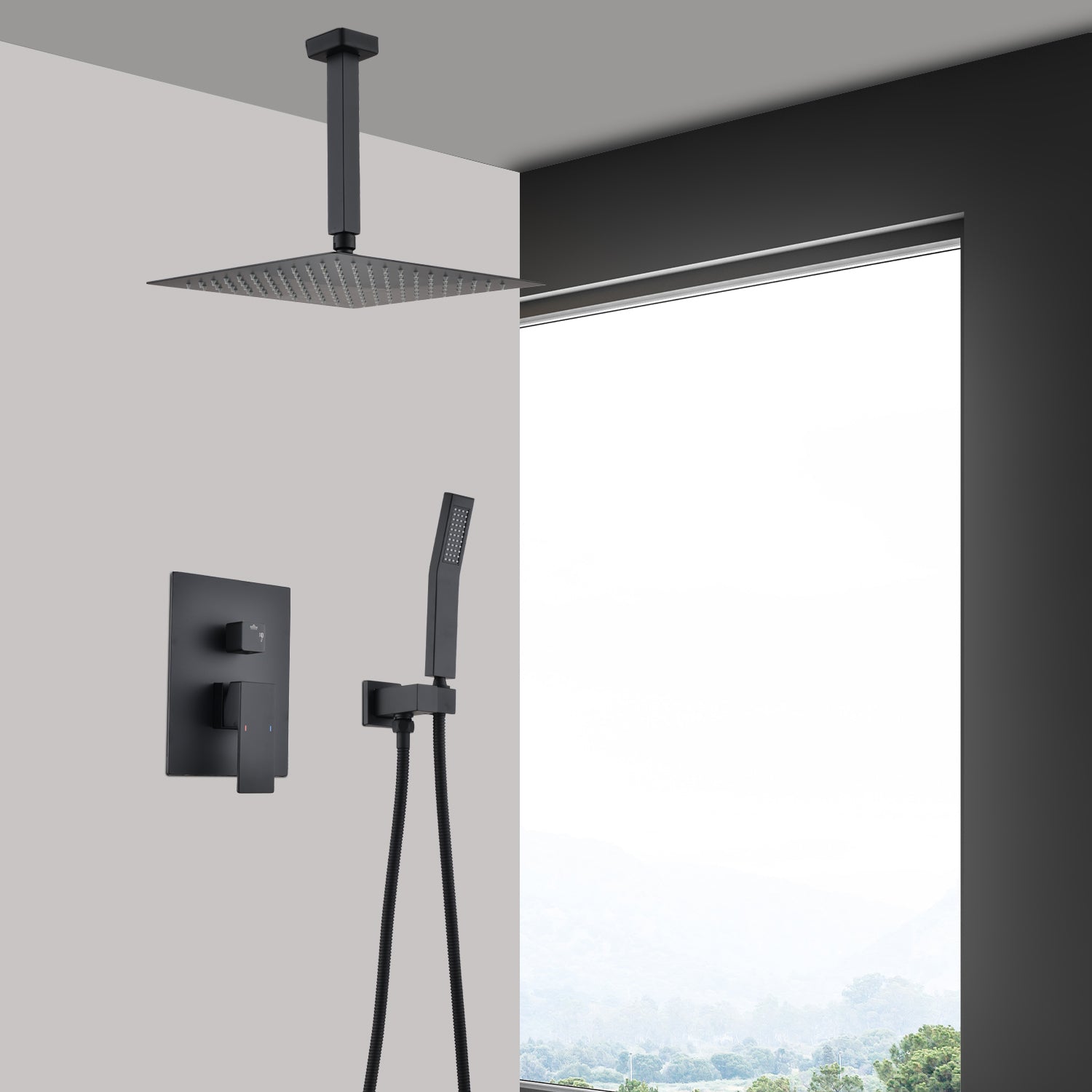 Ceiling Shower System: Handheld & 16" Head