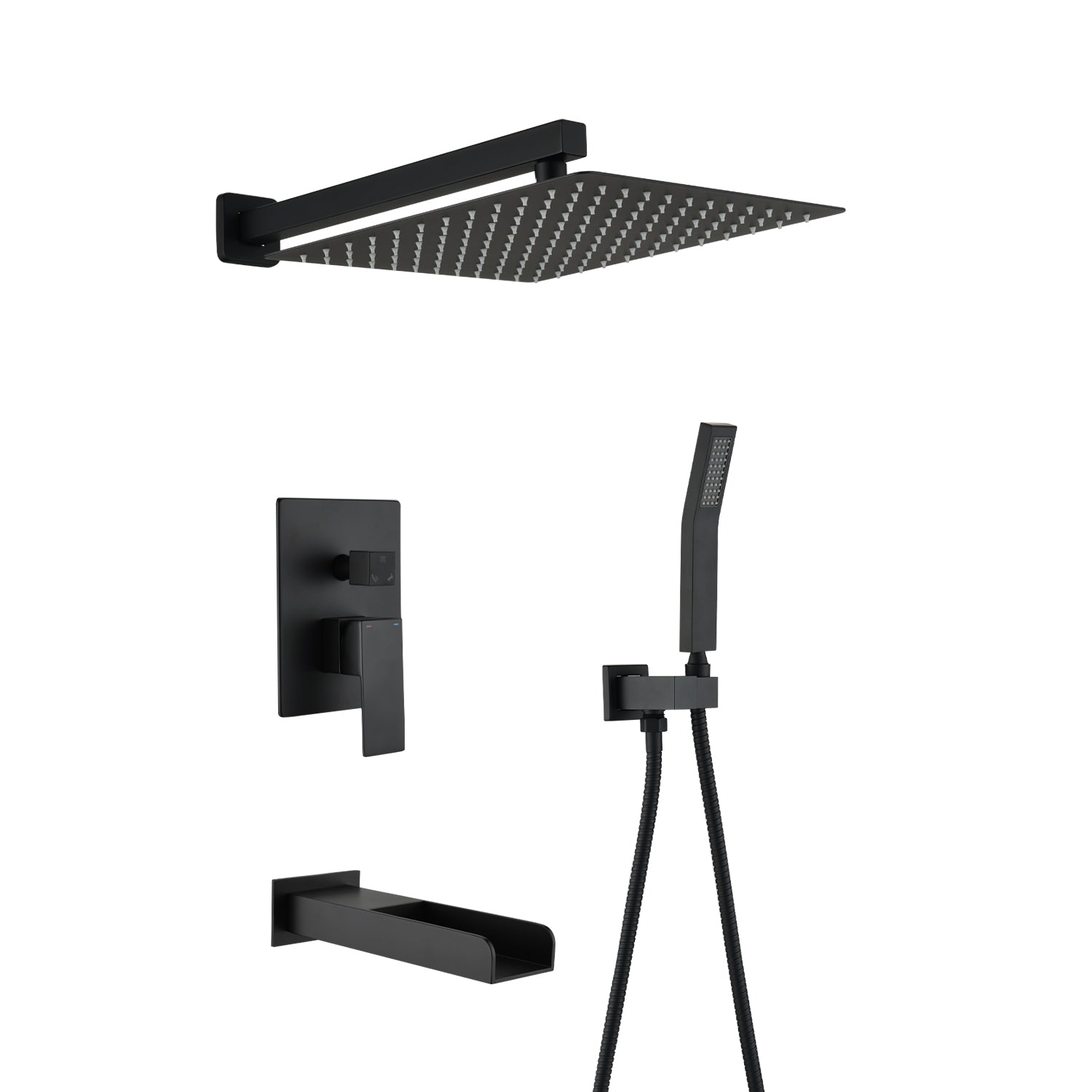 Deluxe Matte Black Rain Shower Kit (10")