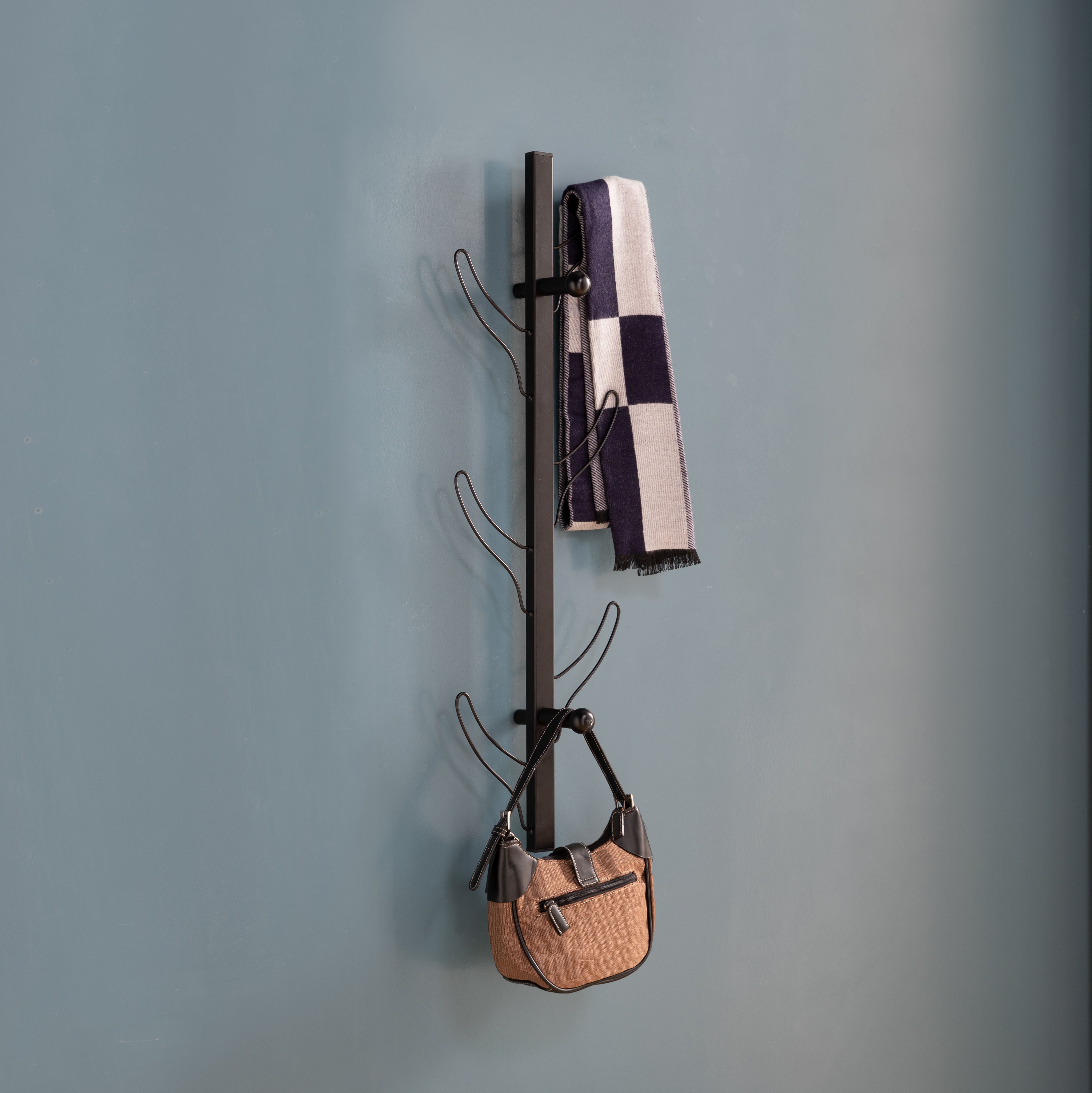 Wall Mounted Coat Rack | Black Entryway & Bathroom Organizer