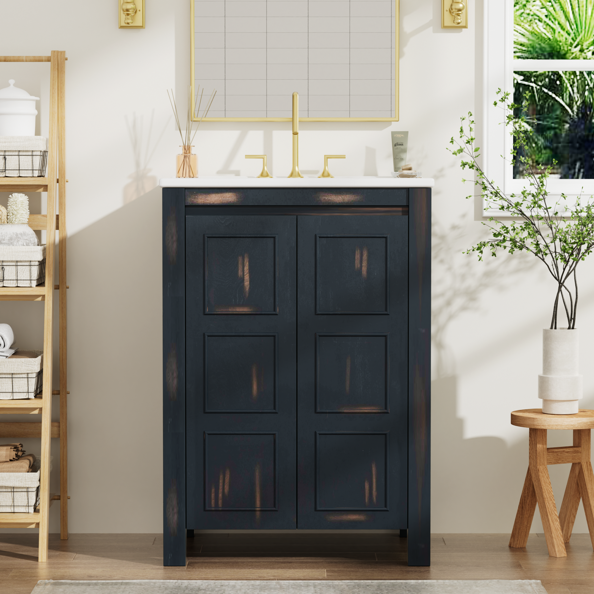 Vintage Small Bathroom Vanity Combo (24x18x34")