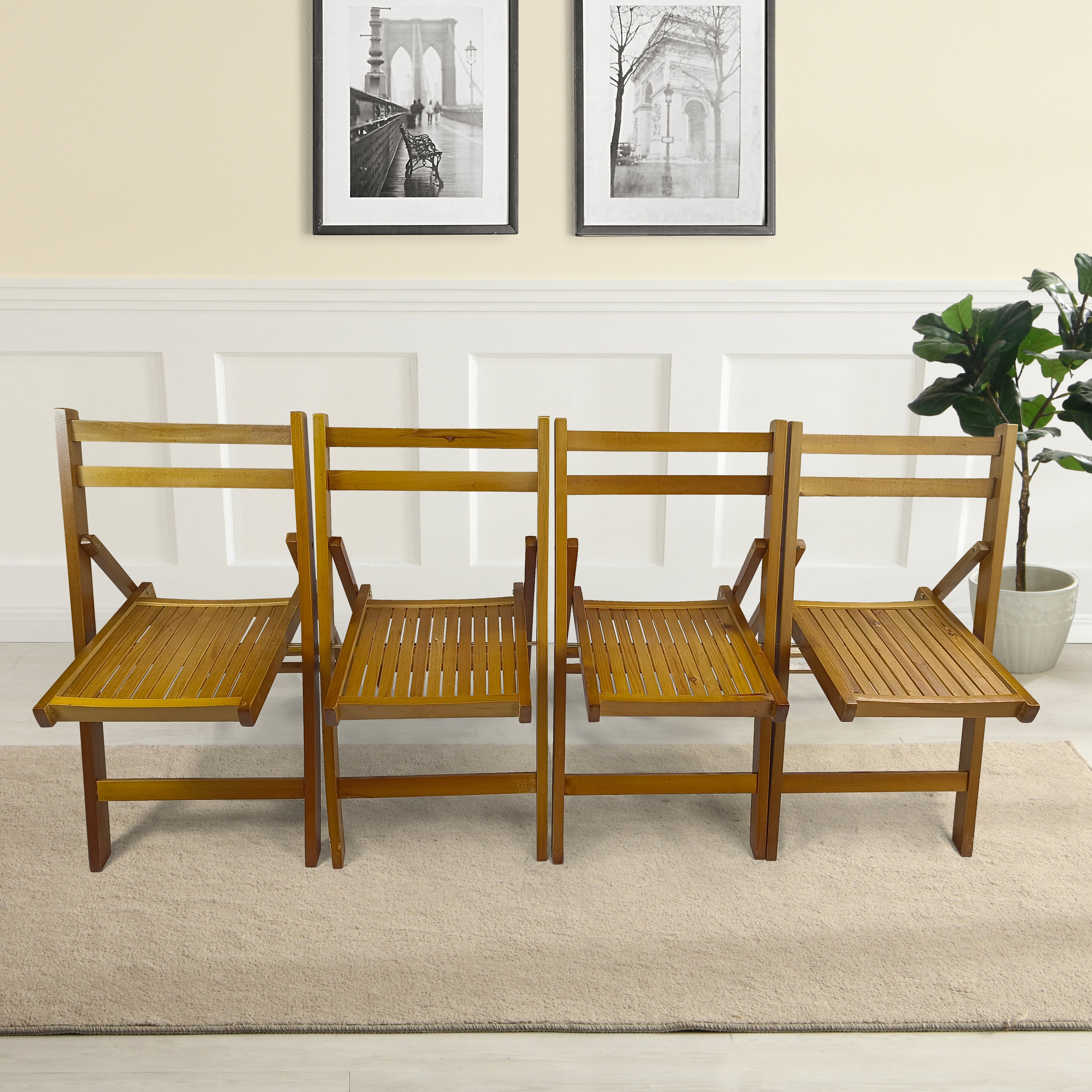 Honey Wood Folding Chairs (Set of 4)