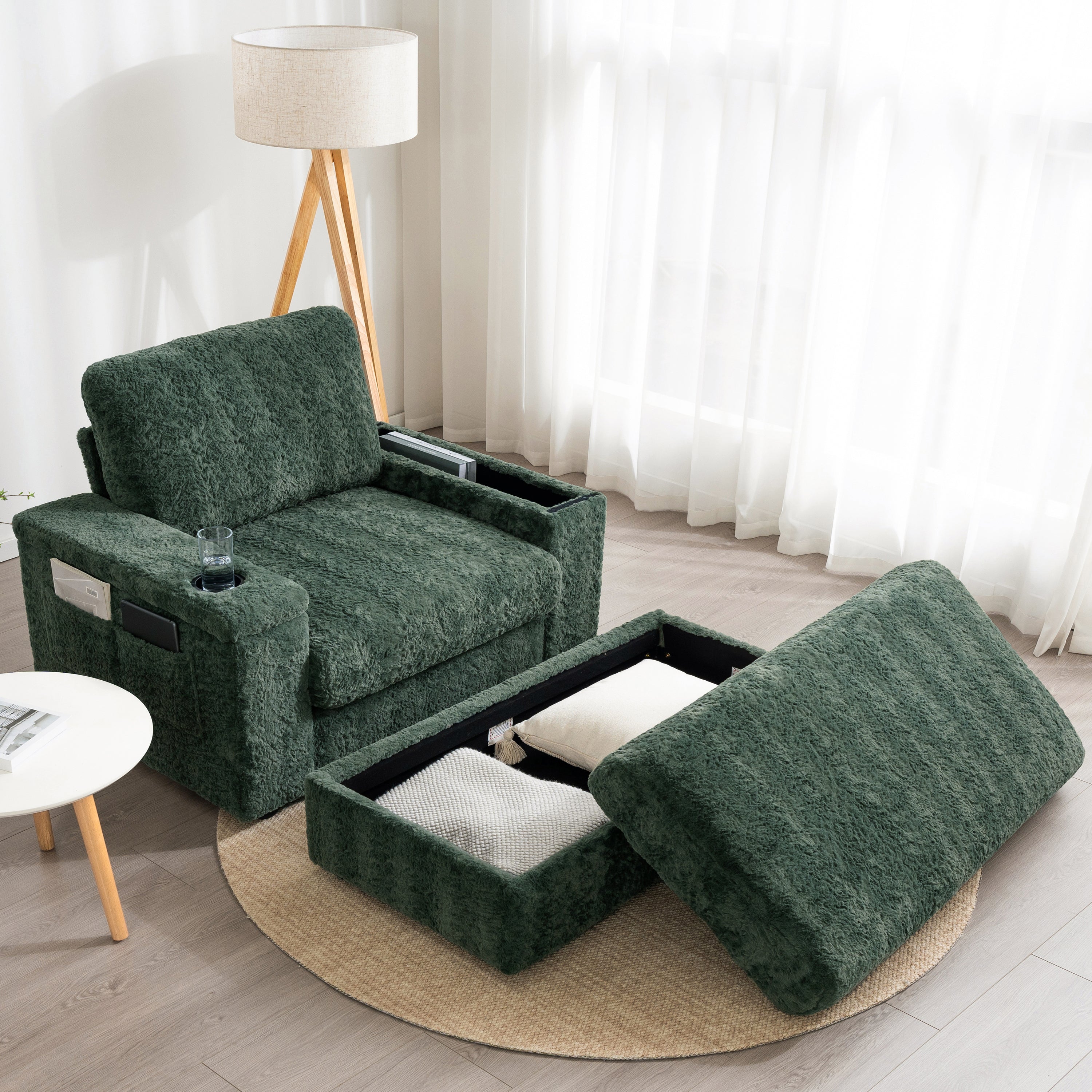 Oversized Chaise Lounge: Faux Fur Sofa Bed
