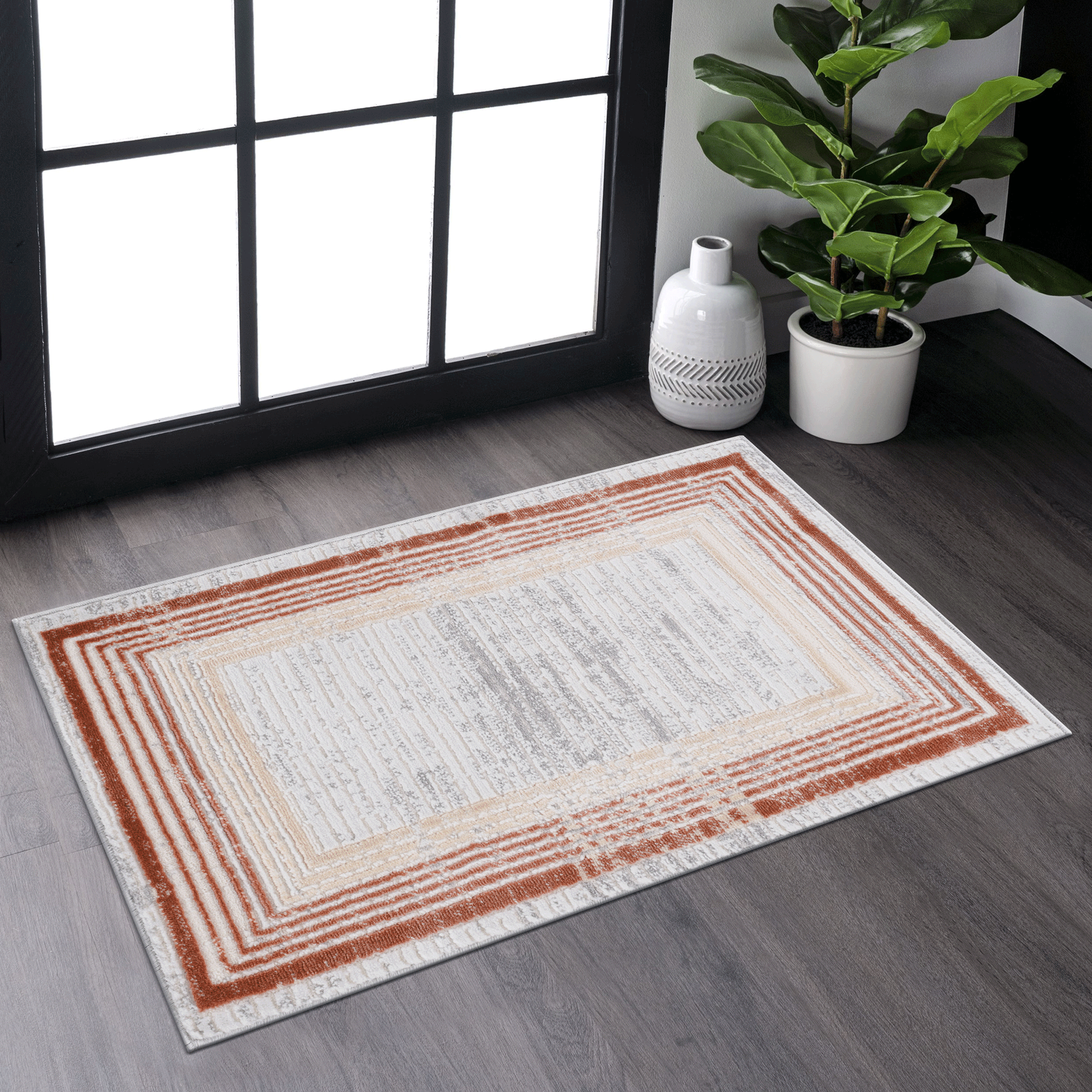 NAAR MARFI Rug: Brown/Ivory Area Rug, Non-Shedding