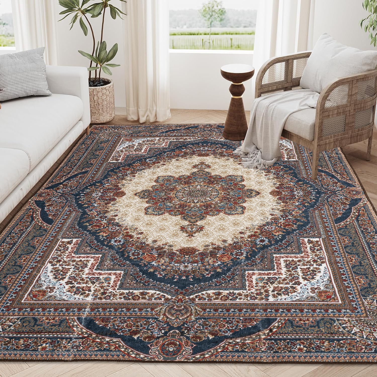 8x10 Vintage Persian Rug: Bohemian Reddish Brown