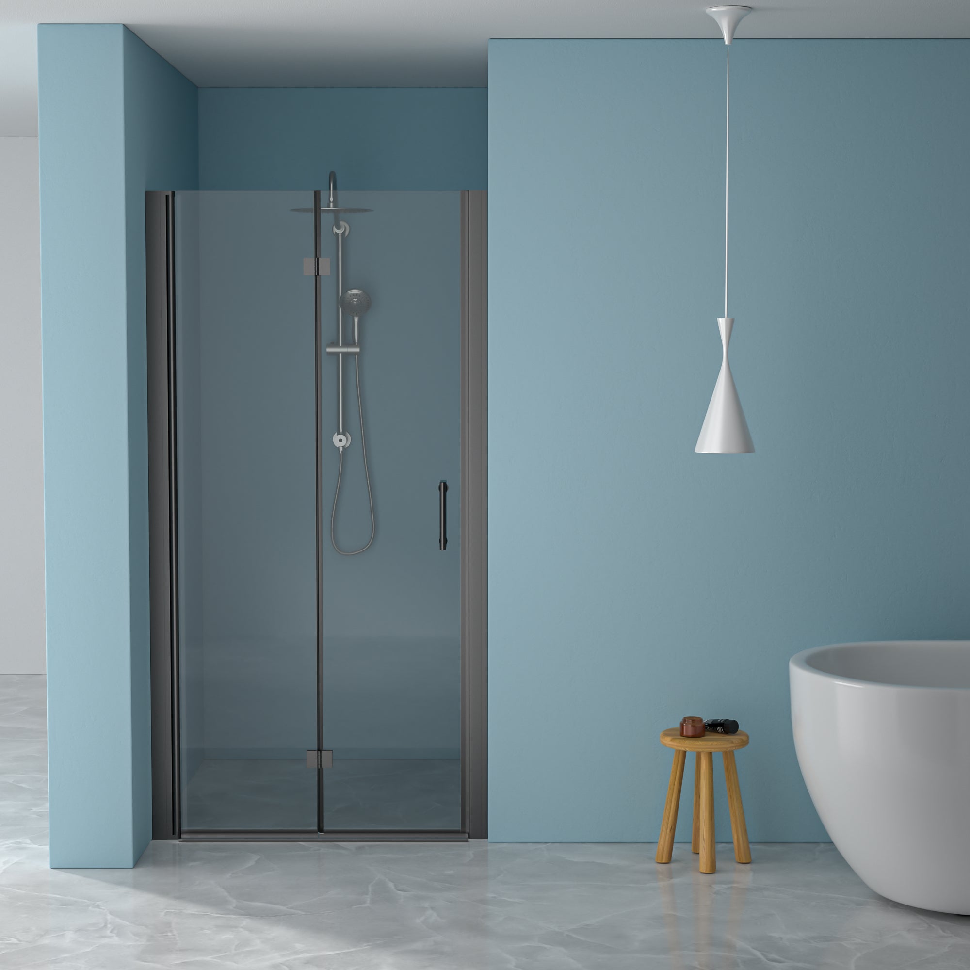 72x30 Inch Frameless Shower Door Matte Black