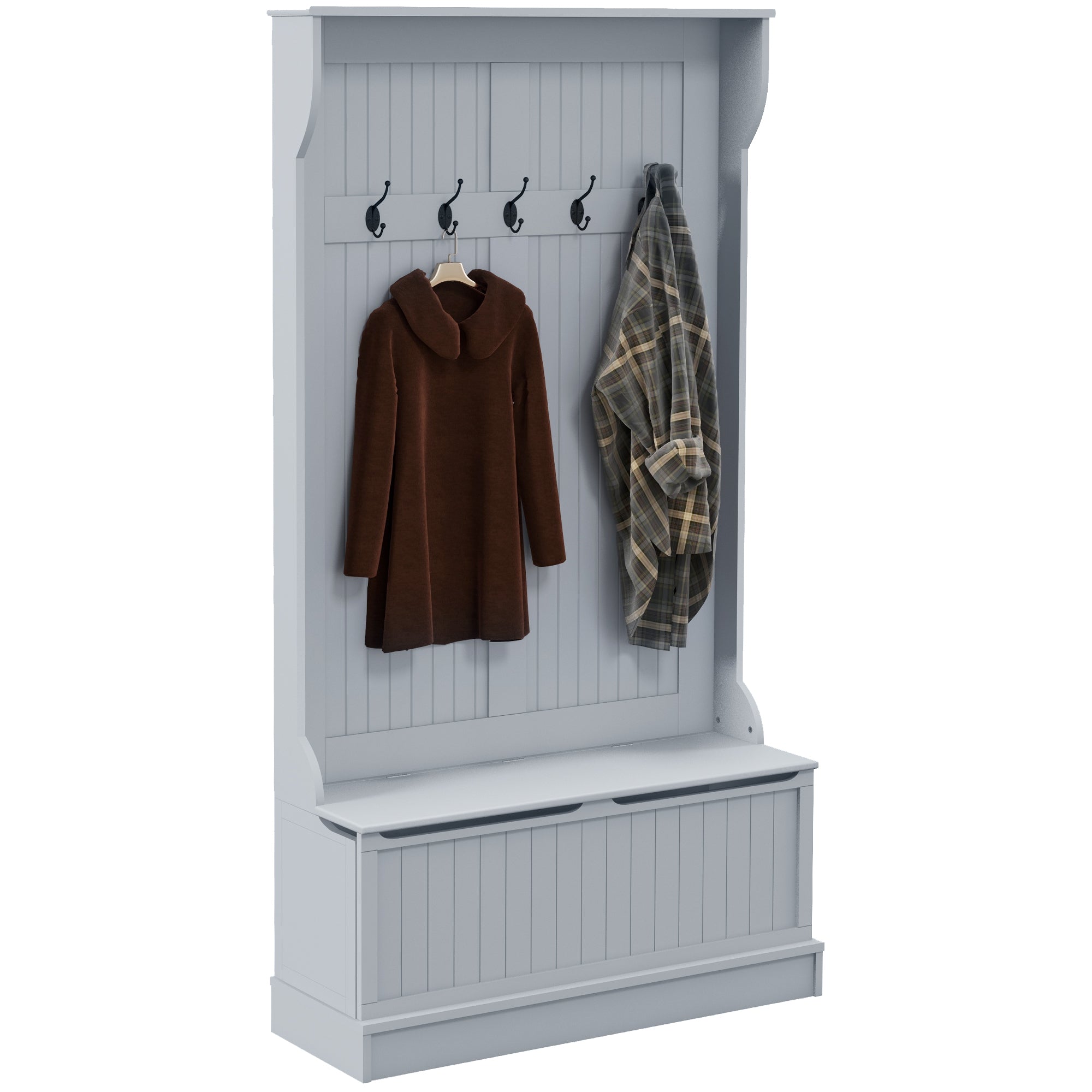 38" 3-in-1 Entryway Hall Tree, Gray