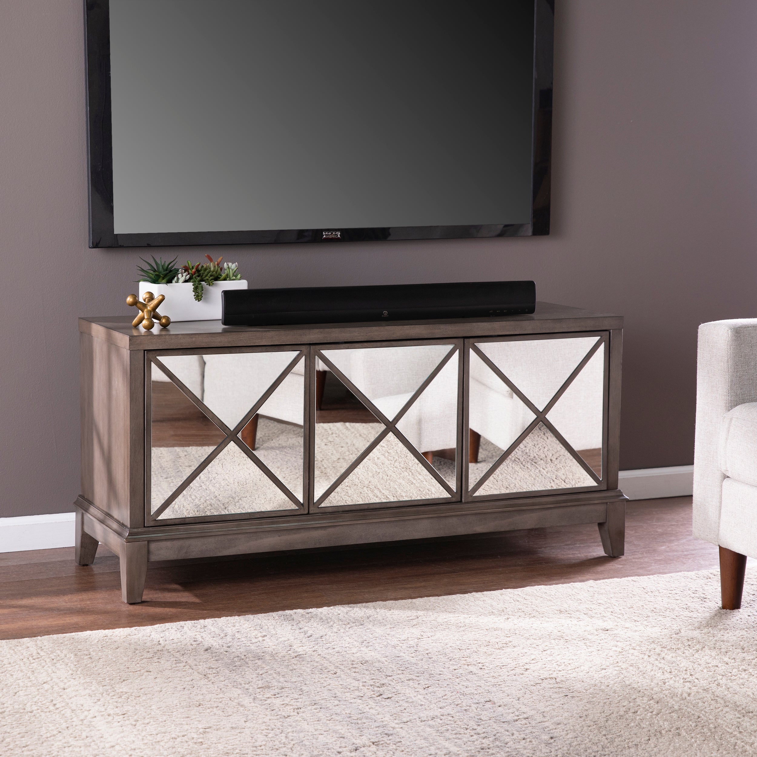 Wallaston Mirrored Media Cabinet | Stylish Storage & Decor