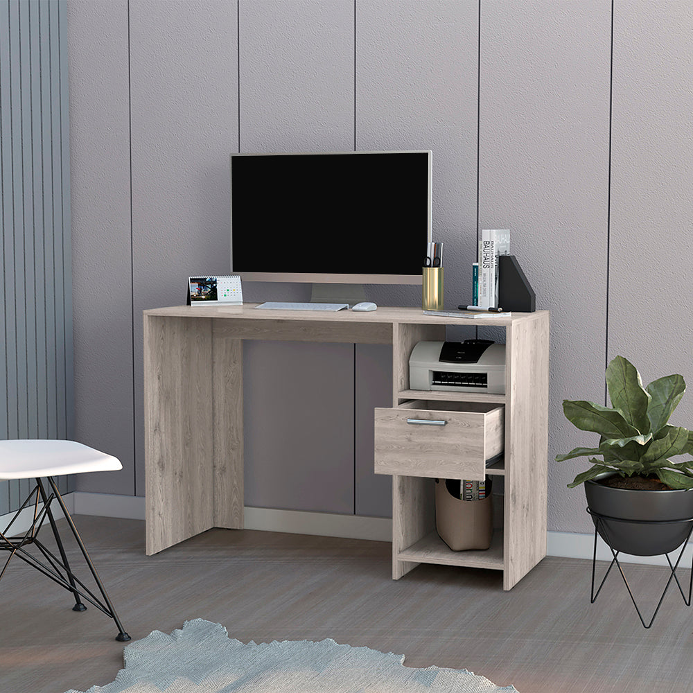 Odessa Computer Desk, Light Gray, Drawer & Storage