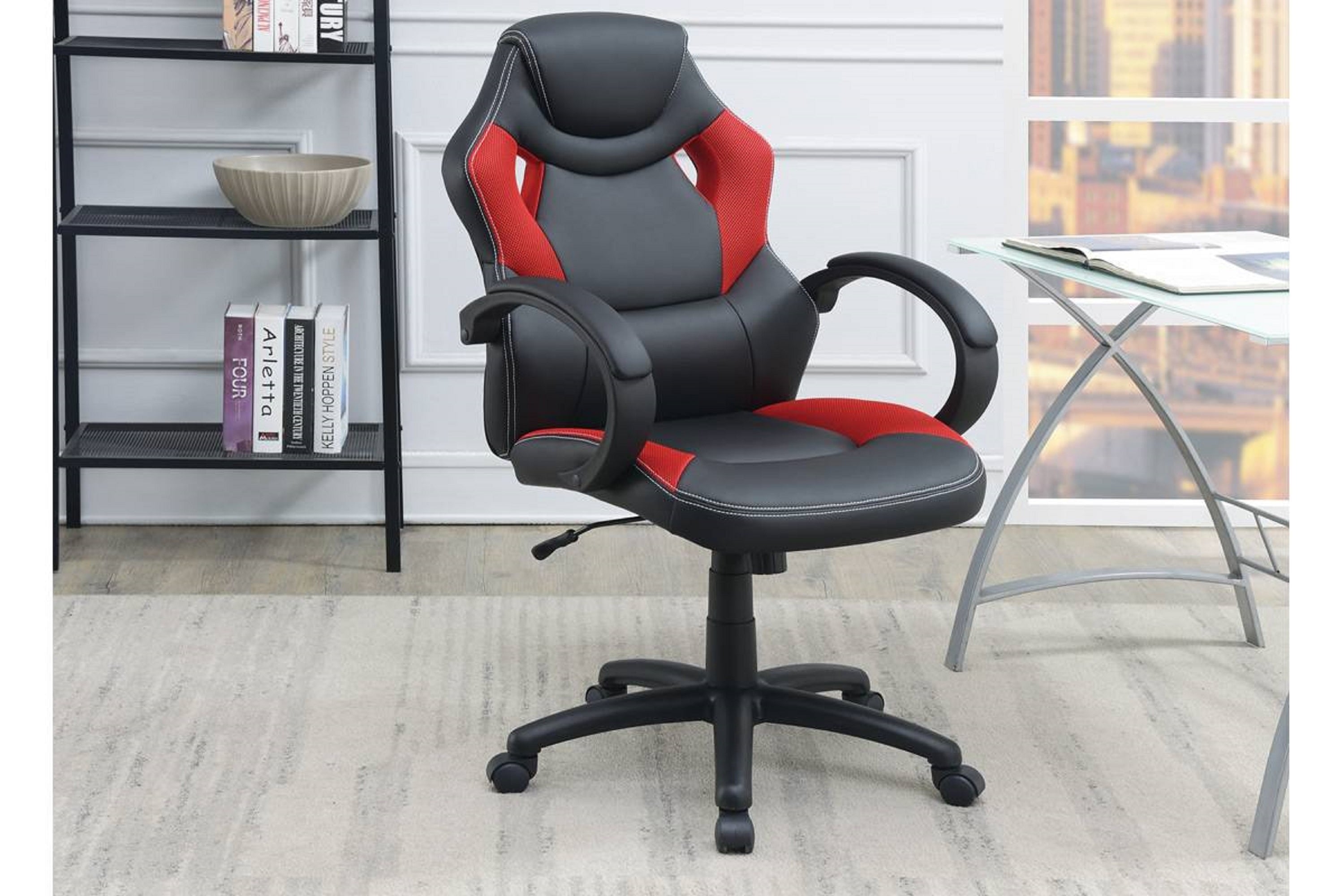 Ergonomic Office Chair | Cushioned Comfort | Black & Red