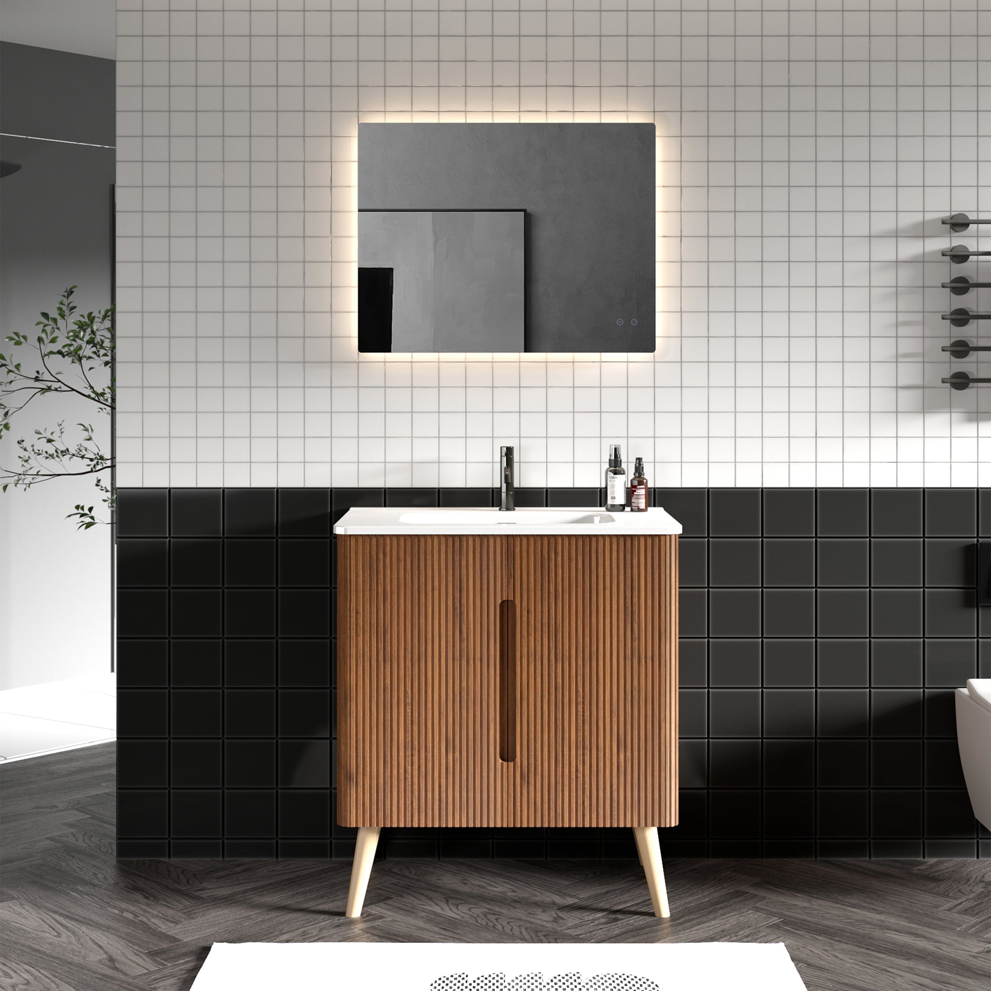 Etna 30" Walnut Bathroom Vanity: Modern Style