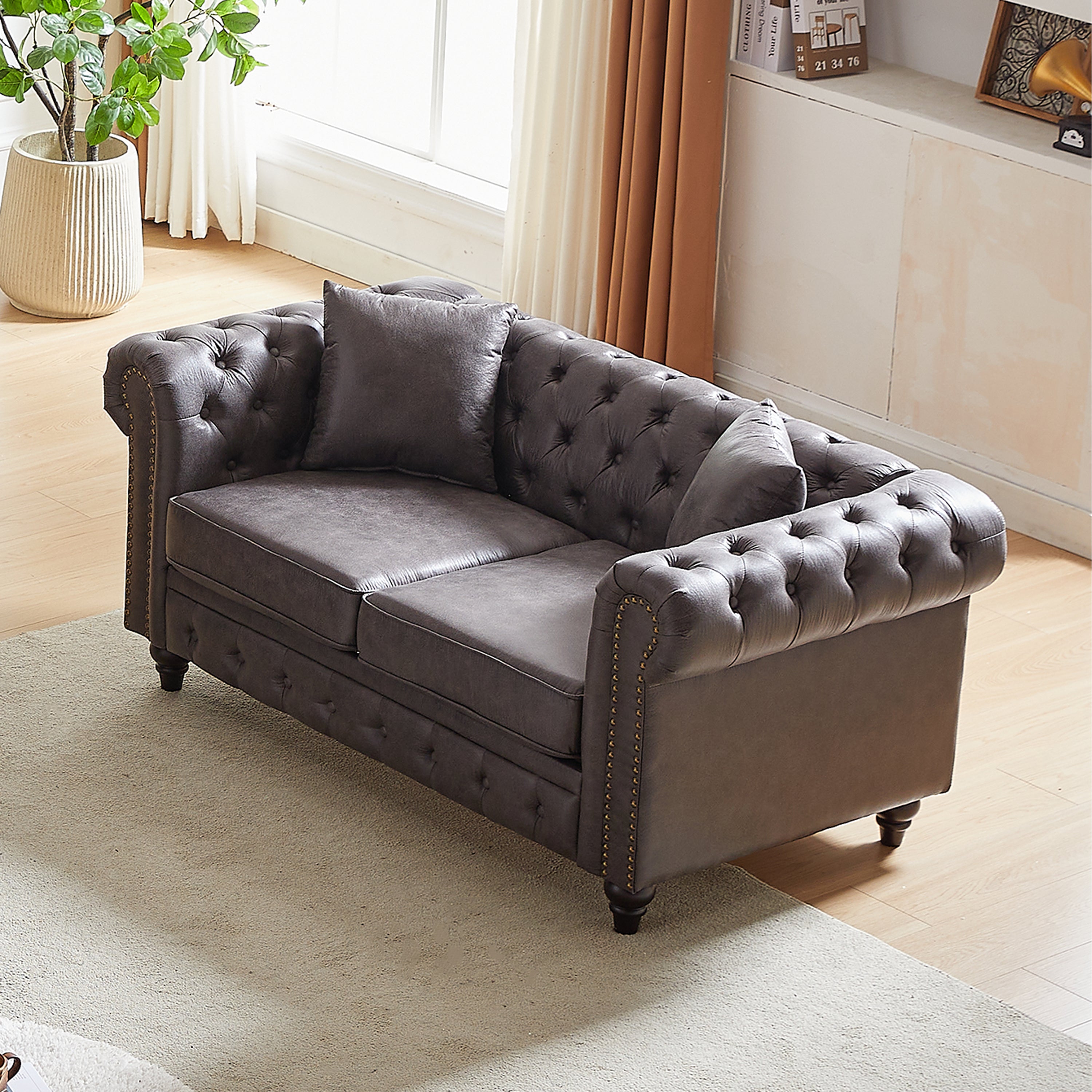 FX 63.5" Chesterfield Sofa: Tech Fabric & Modern Design