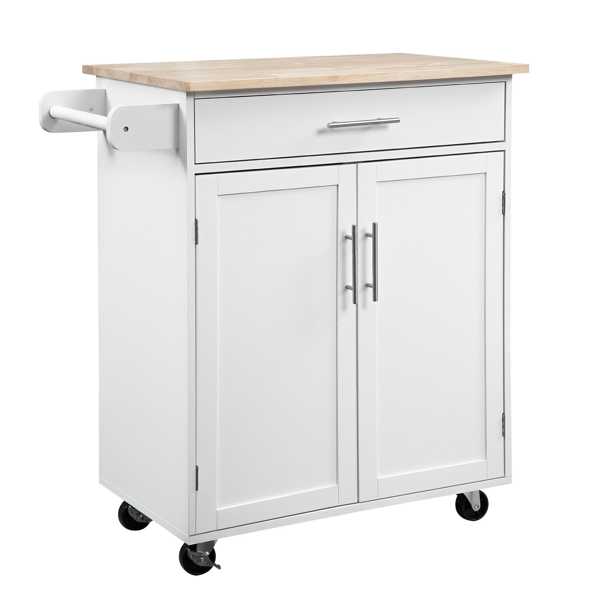 Kitchen Island Cart with Drawer & Storage, White