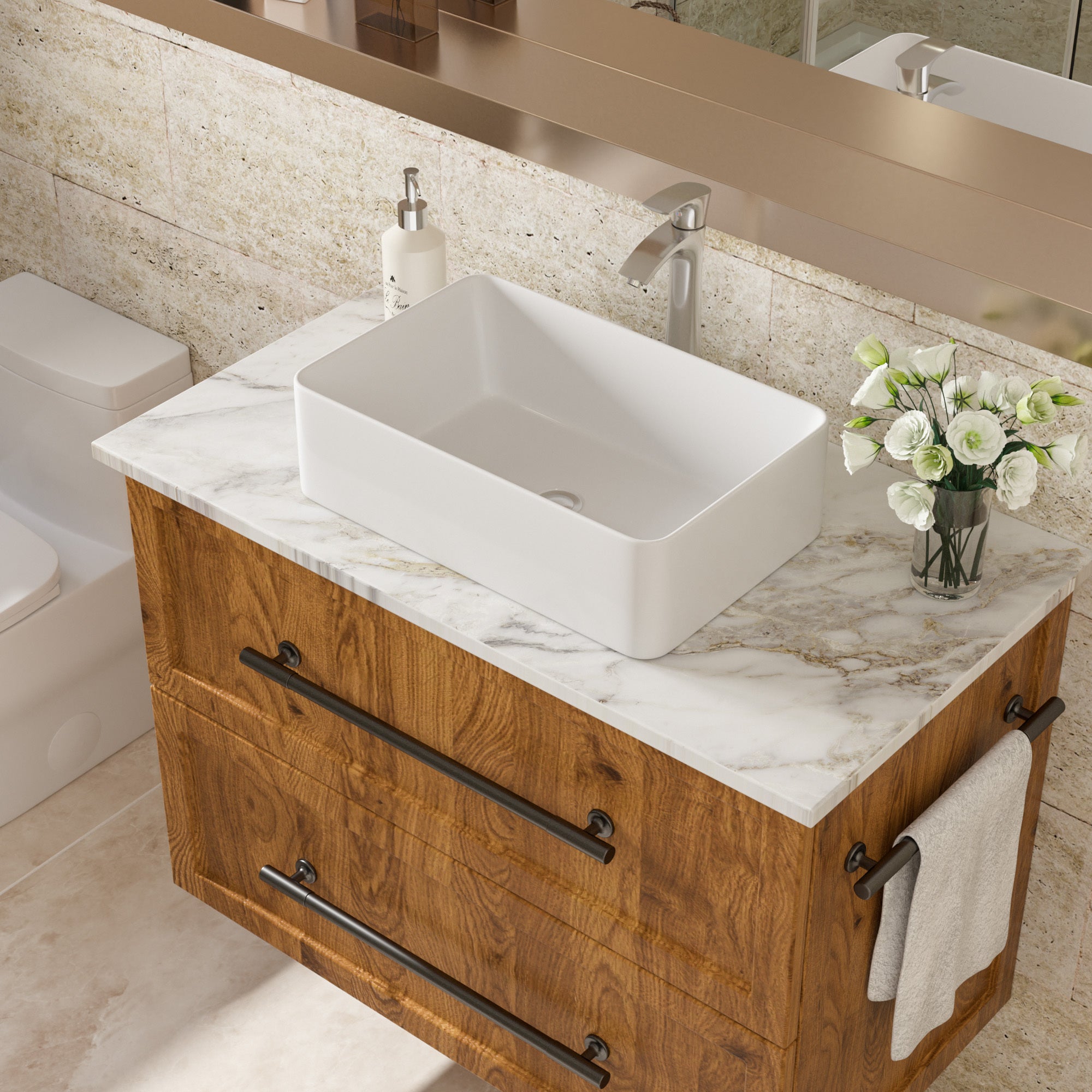 21x14" White Ceramic Vessel Bathroom Sink