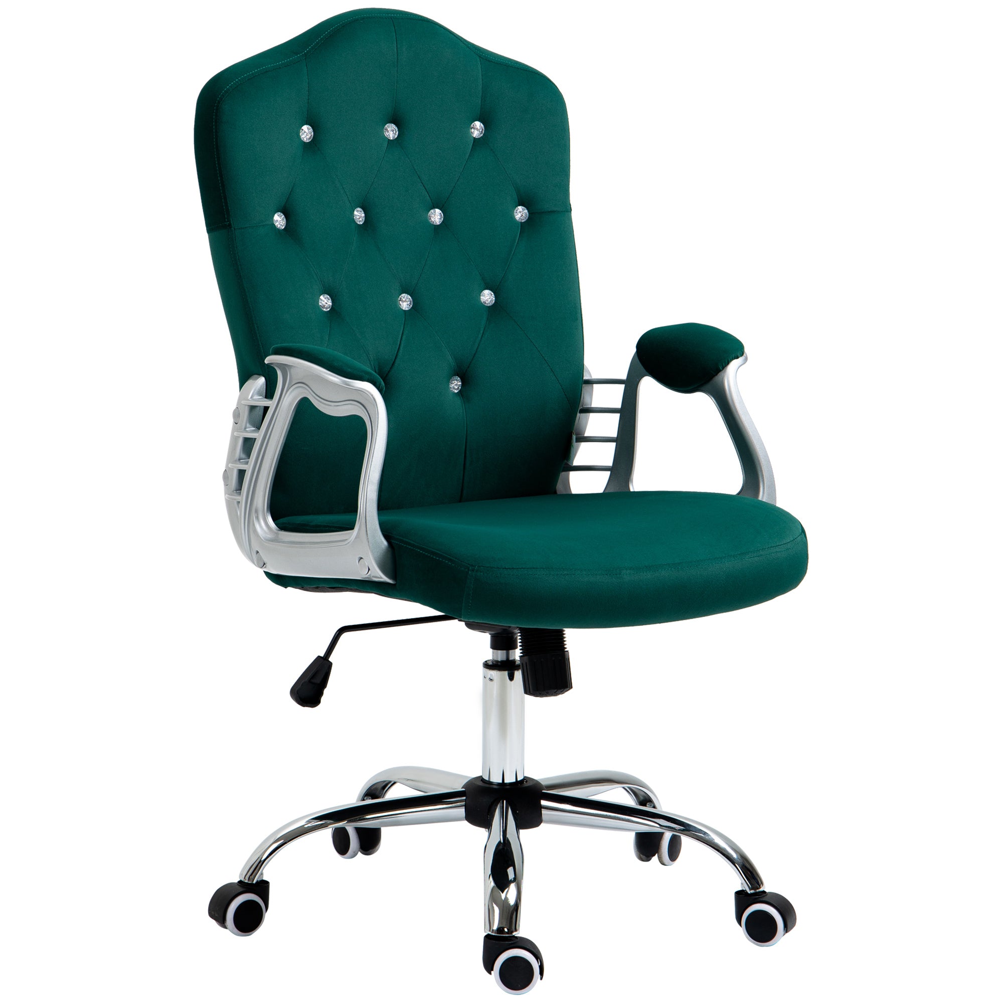 Velvet Office Chair, Dark Green, Adjustable Height