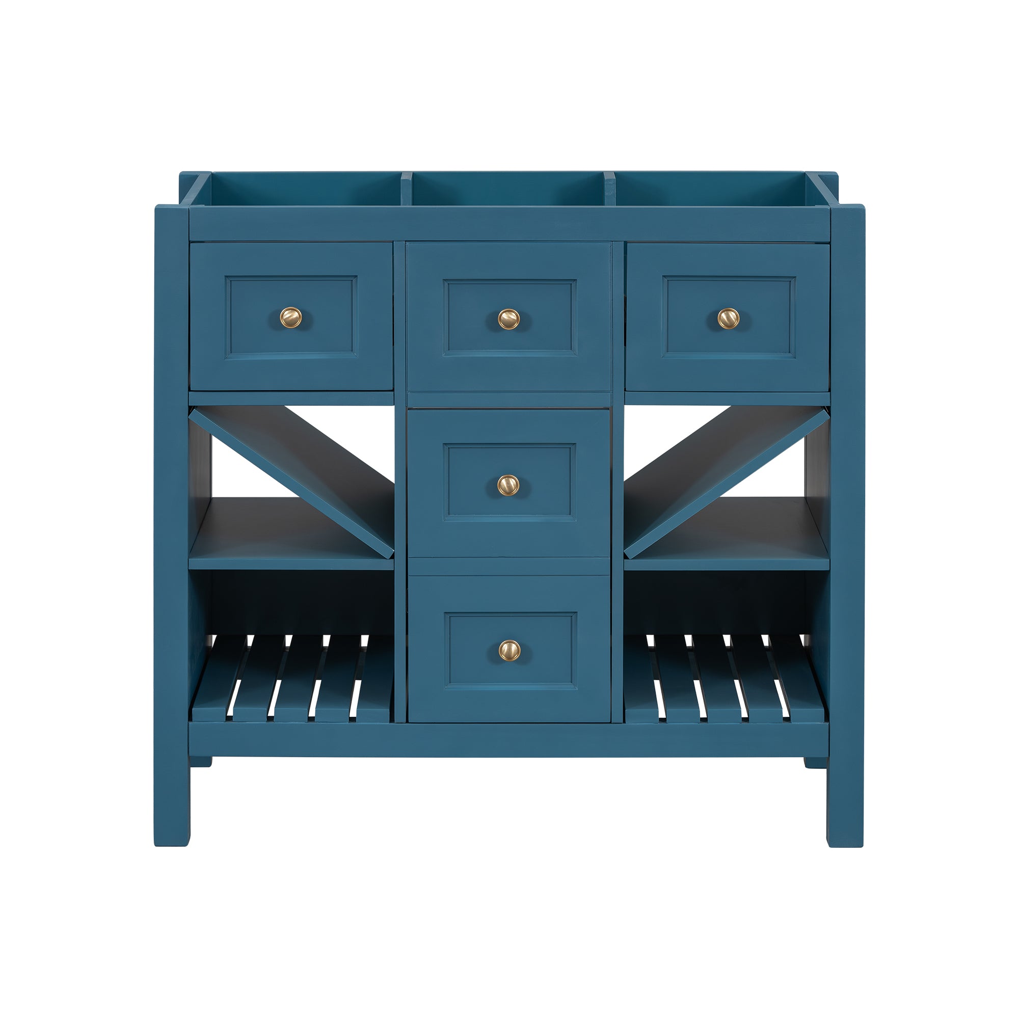 36" Solid Wood Bathroom Vanity with 5 Drawers