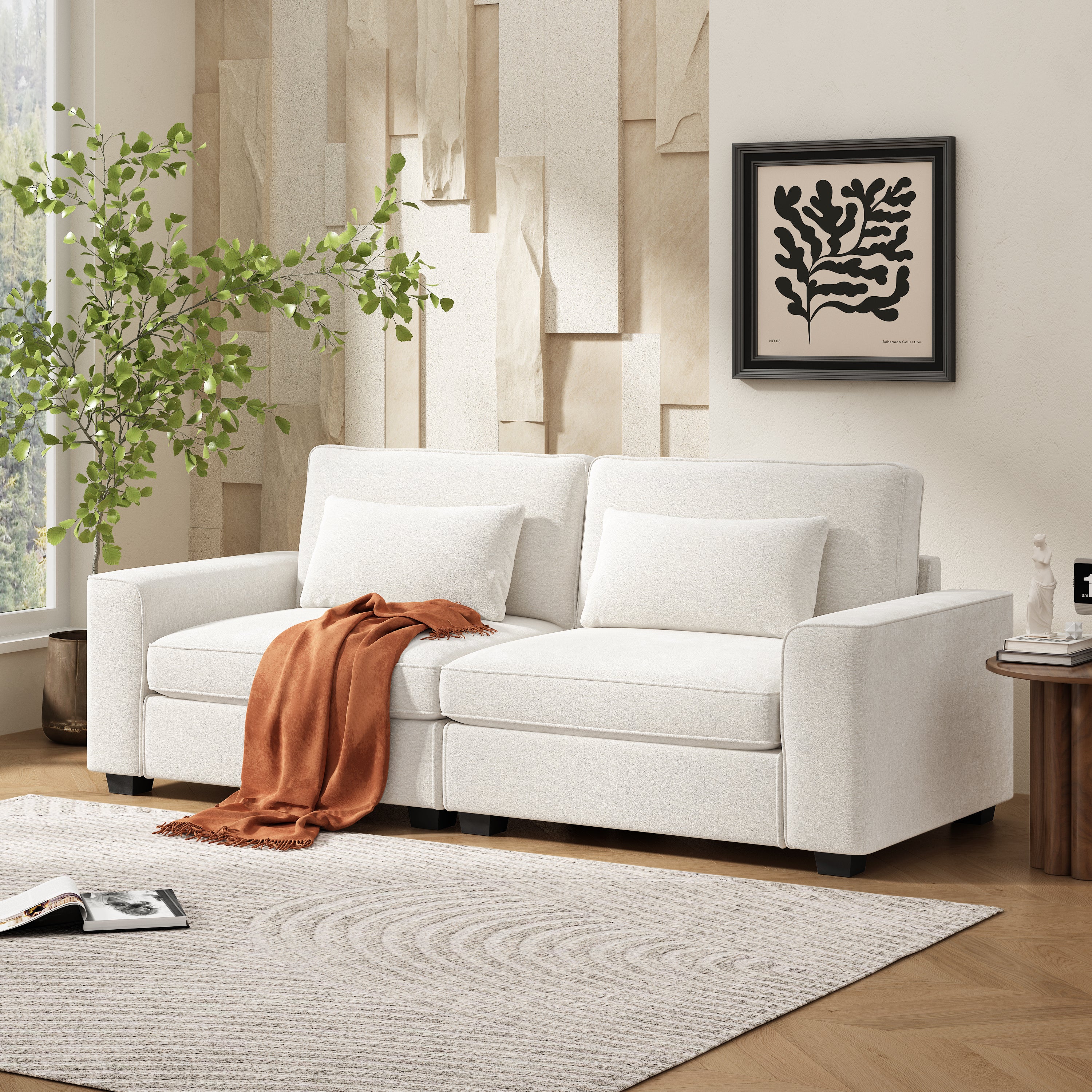 Modern Sofa: Plush Cushions & Sleek Design