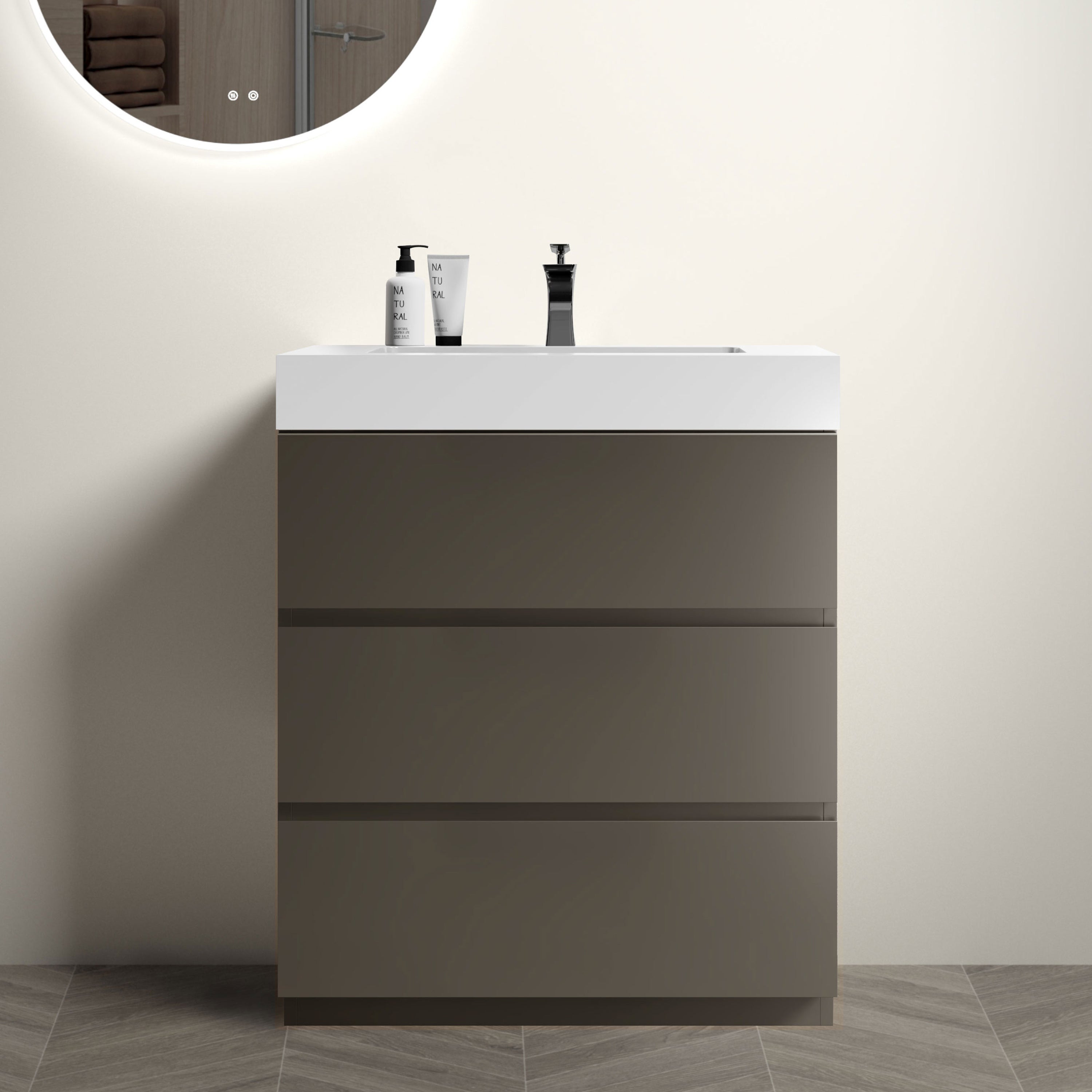 Alice 30" Gray Vanity: Modern Bathroom Storage