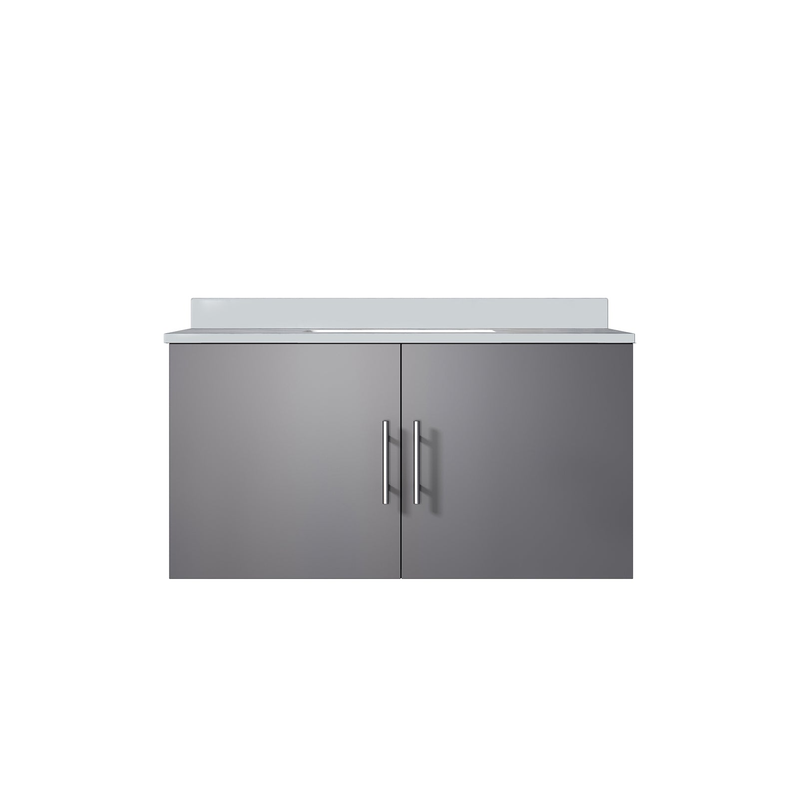 36" Dark Grey Bath Vanity w/ White Quartz Top