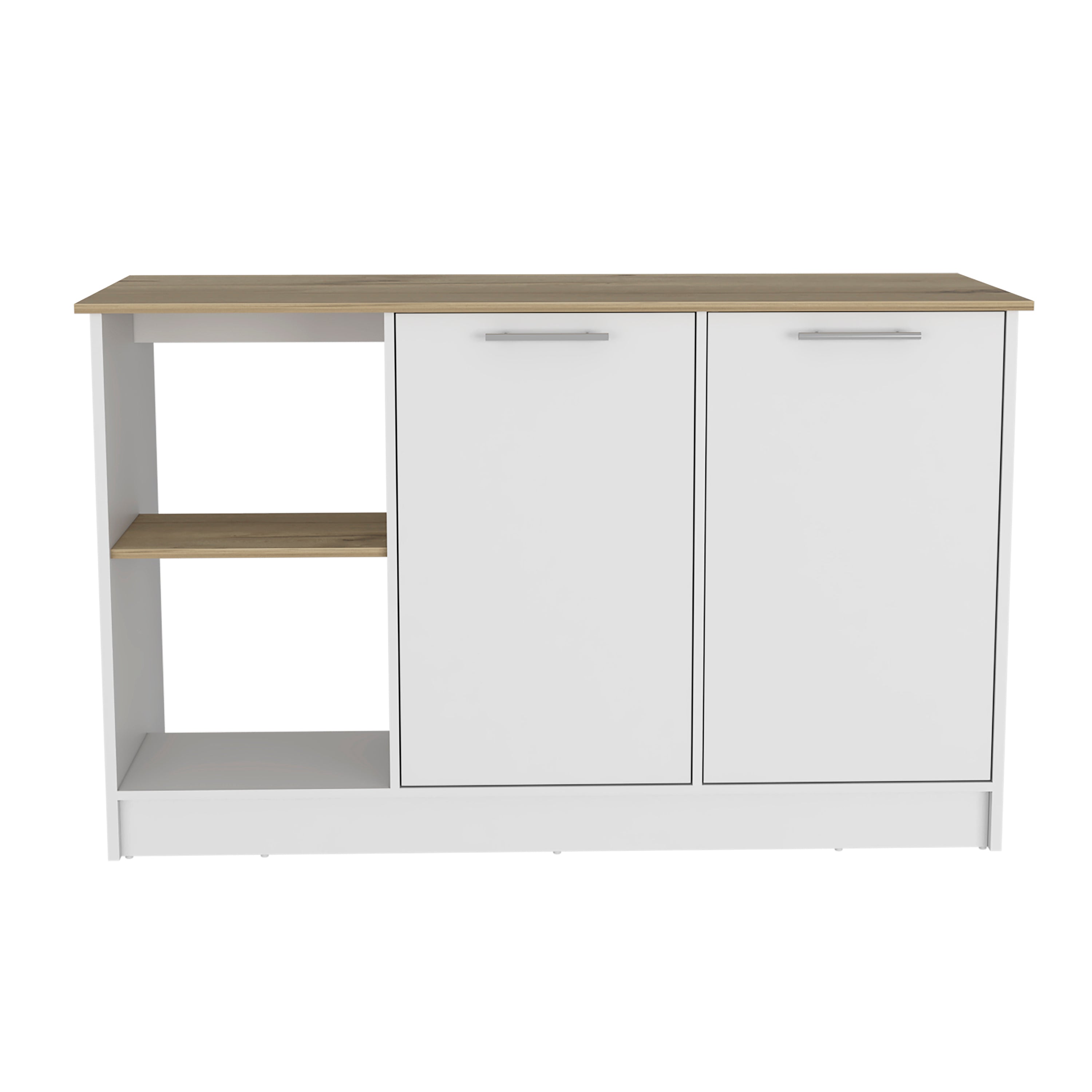 Padua Kitchen Island, White & Light Oak