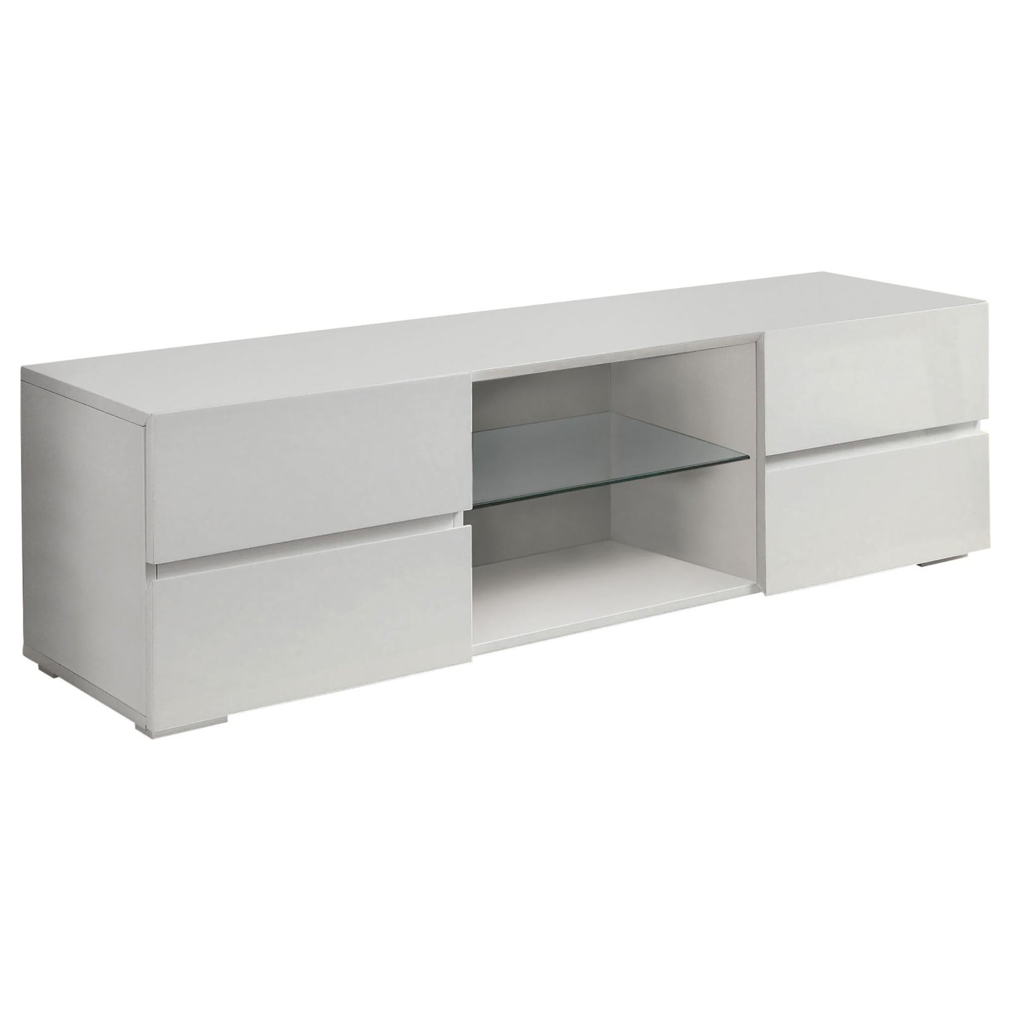 Glossy White 4-Drawer TV Console | Modern Entertainment Center