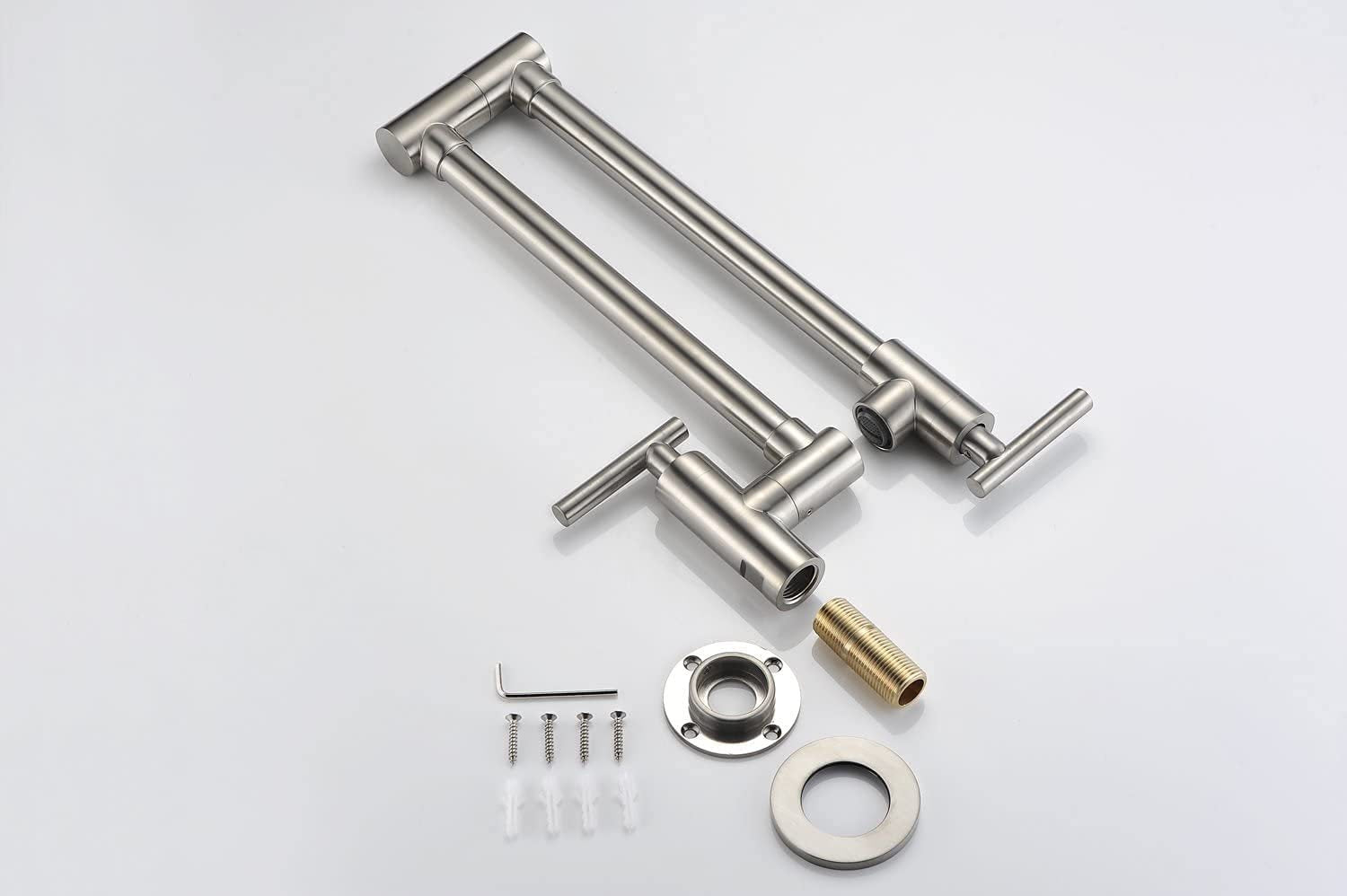 Brushed Nickel Pot Filler Faucet: Dual Swing Joints