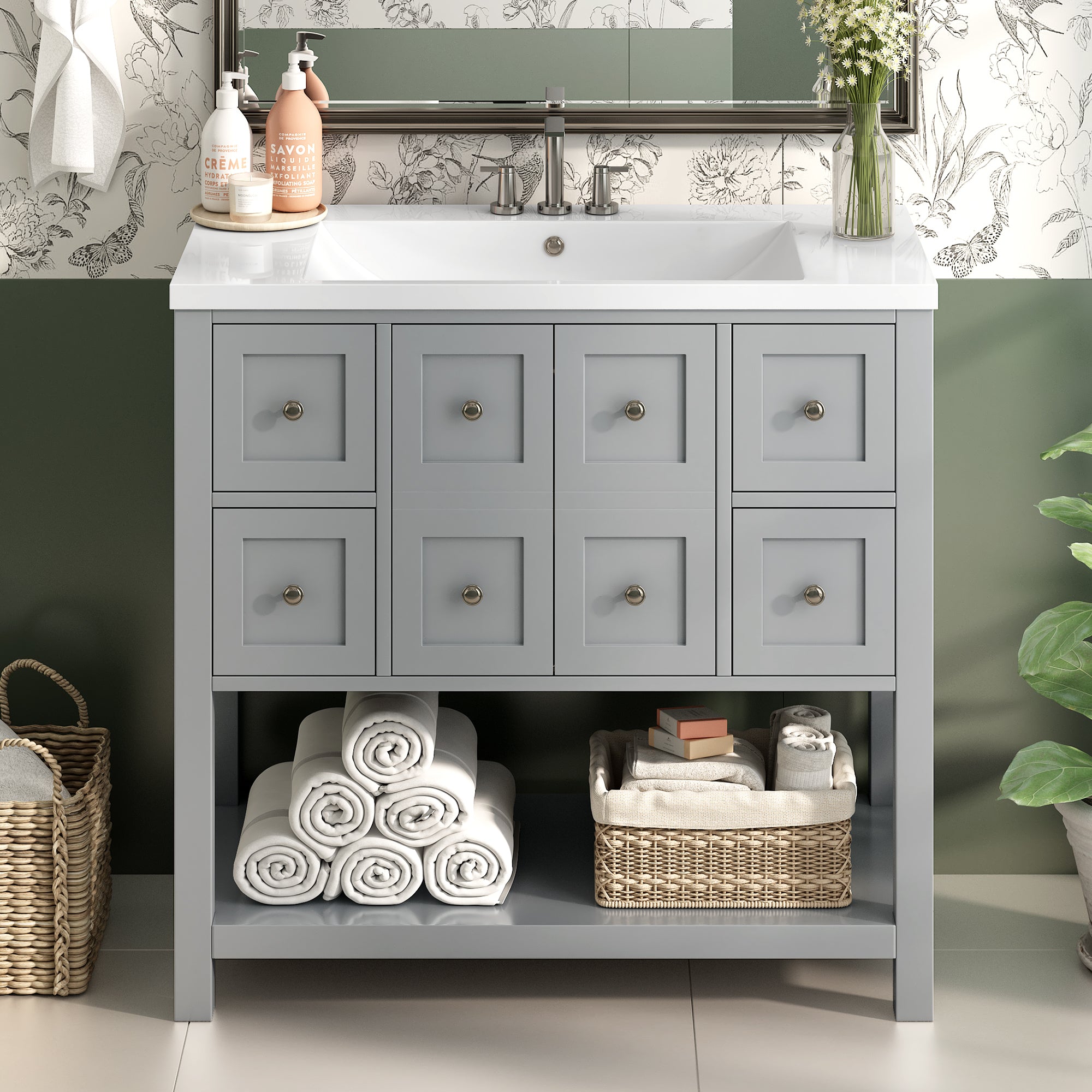 36" Bathroom Vanity with Sink & 4 Drawers