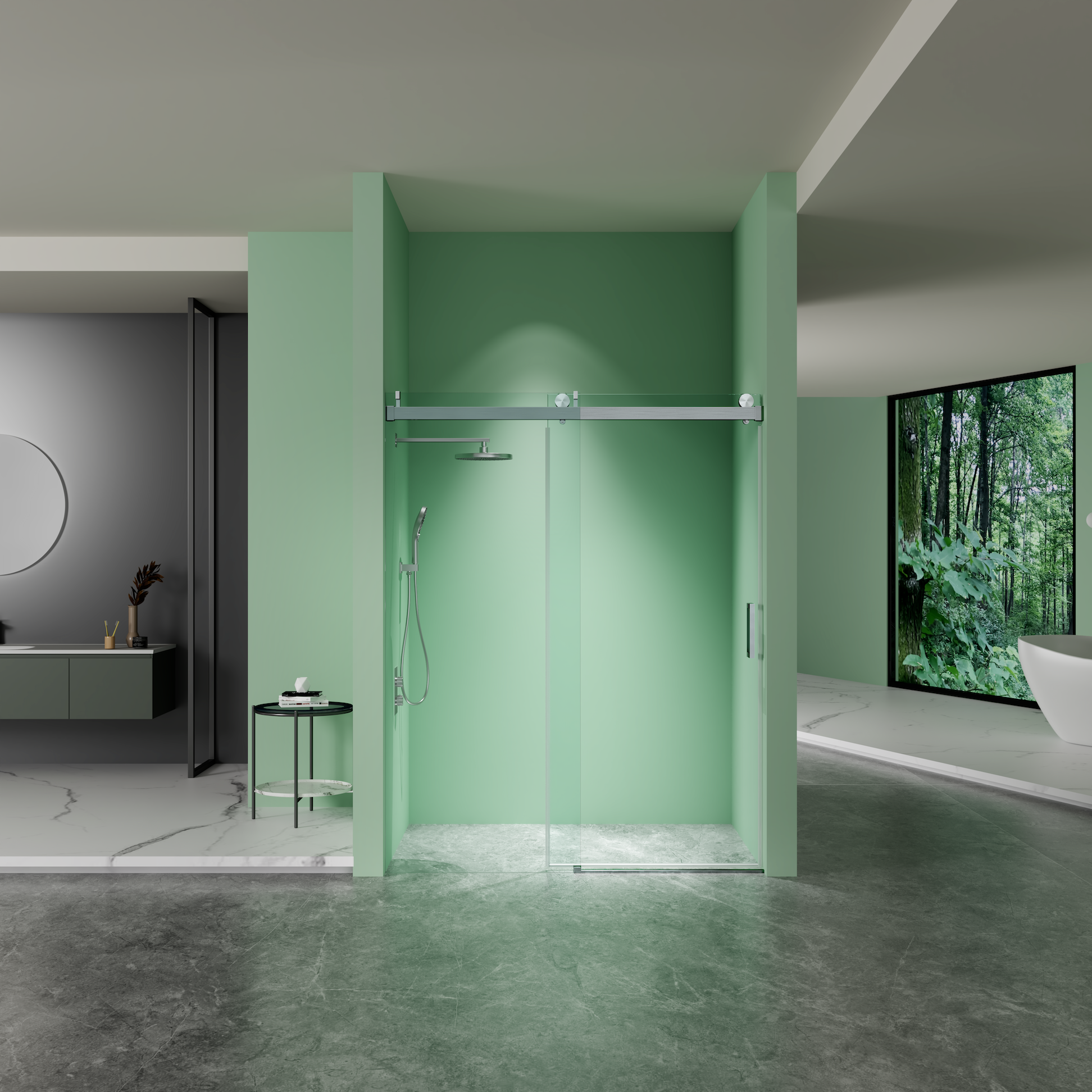 Frameless Shower Door 60x76, Soft-Close, 3/8" Glass