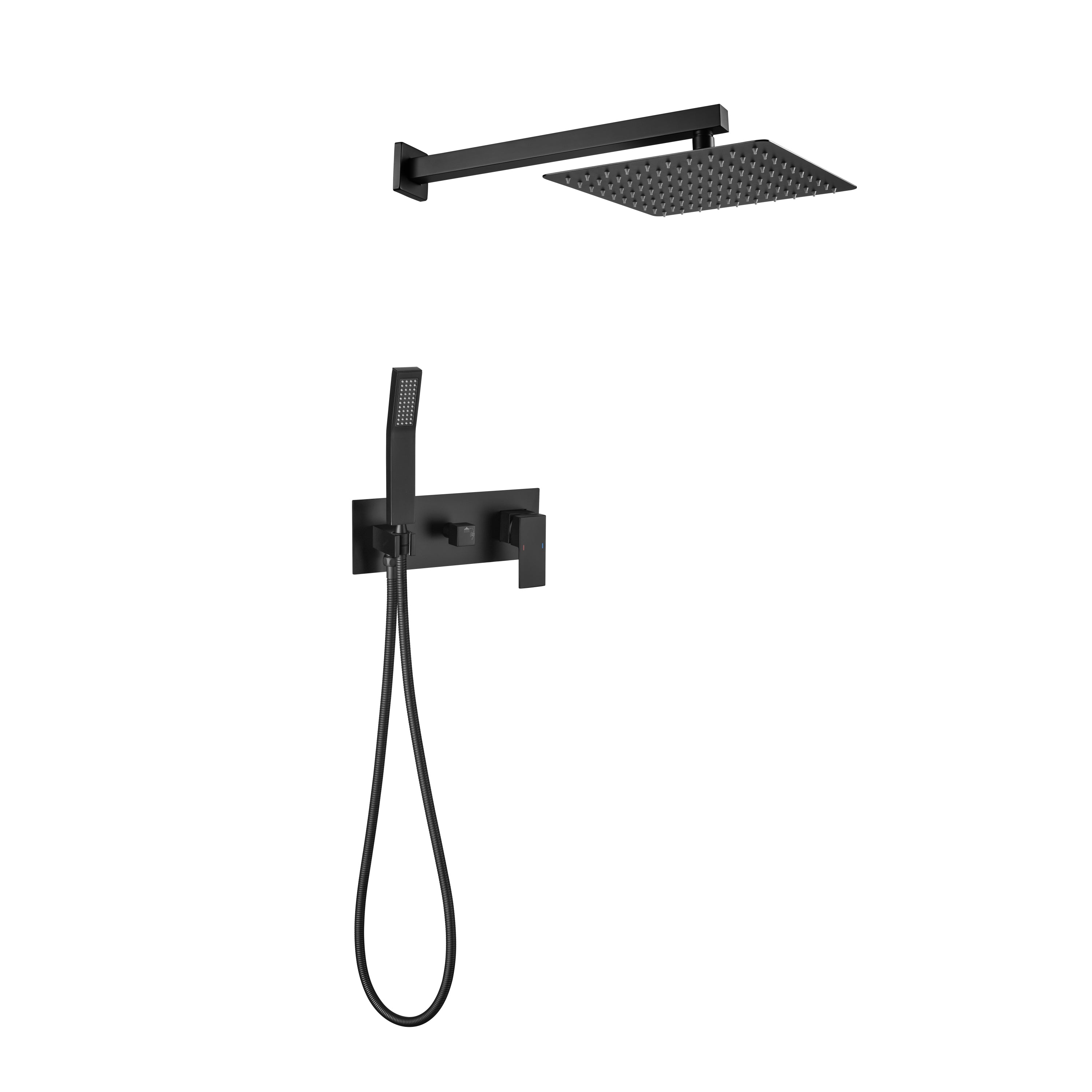 Matte Black Rainfall Shower Faucet Set