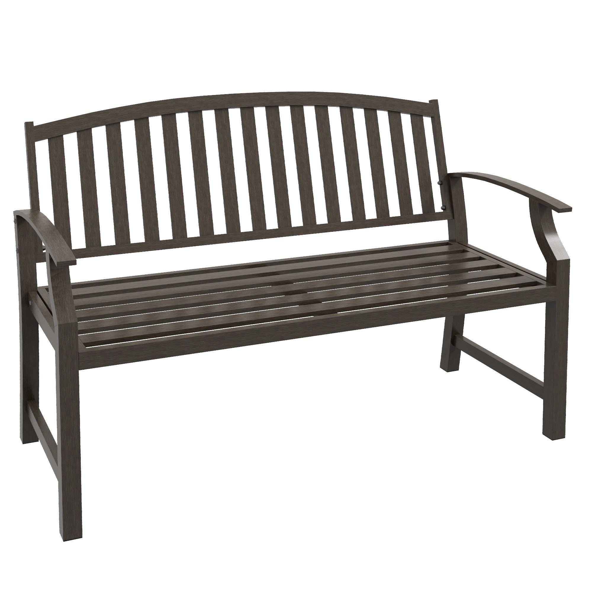 Outsunny 46" Metal Garden Bench: Brown Wood Look