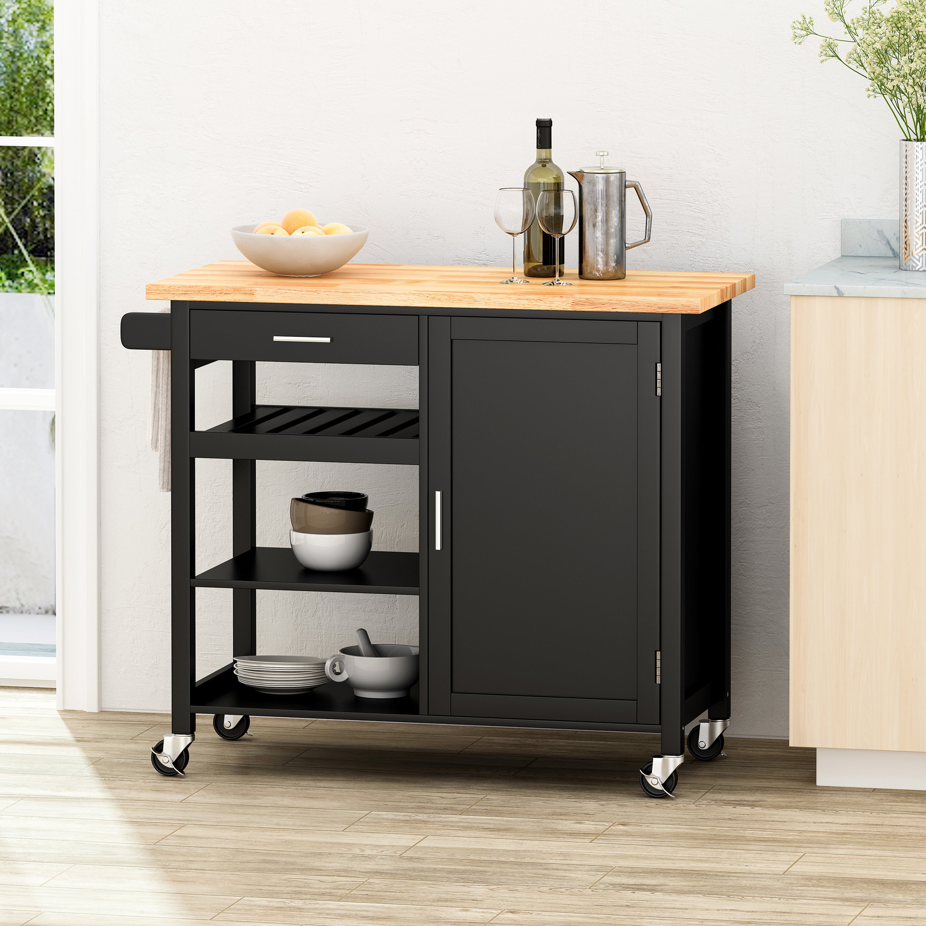 Rolling Kitchen Cart: Storage & Prep Station on Wheels