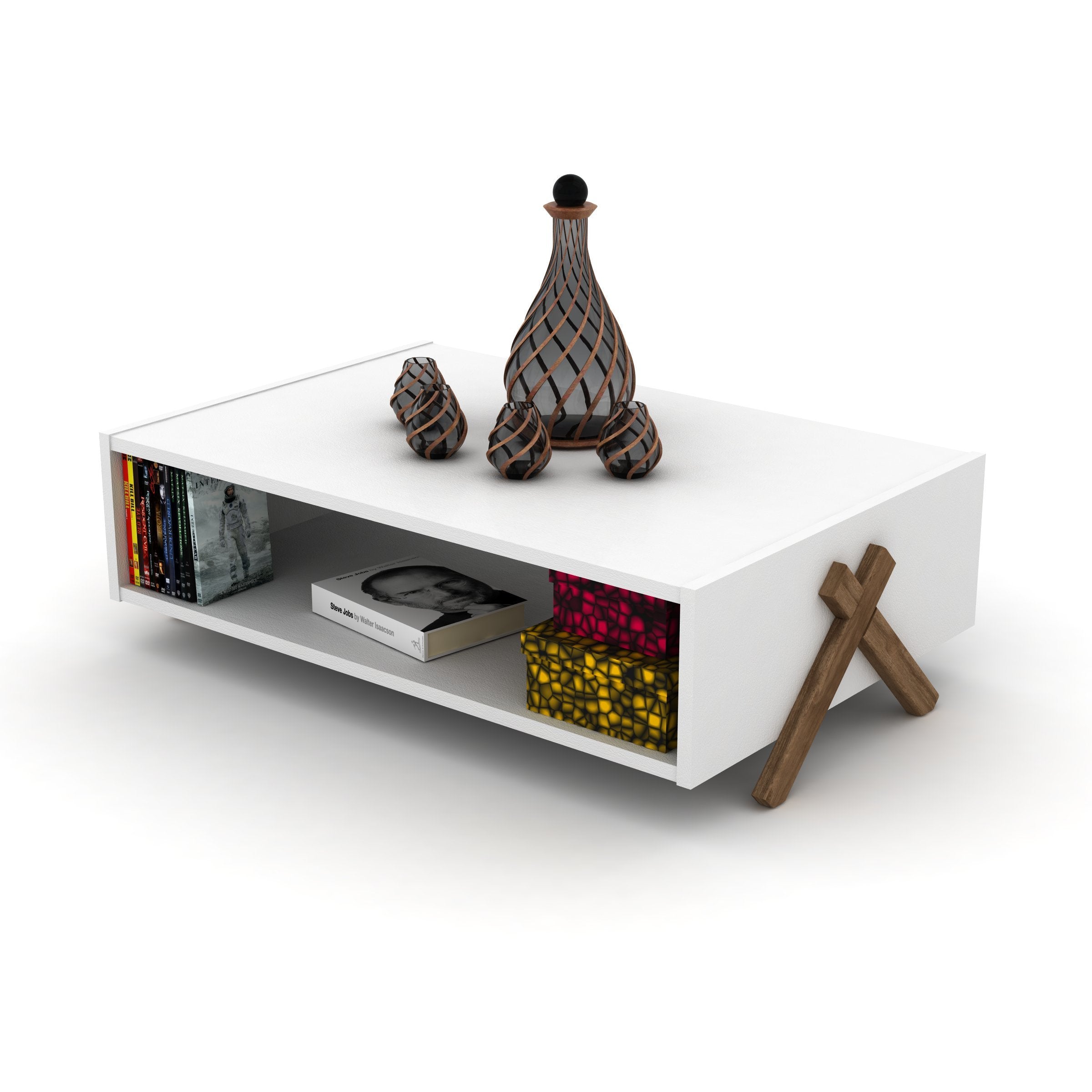 Kipp Coffee Table, Walnut/White | Modern Living Room Table