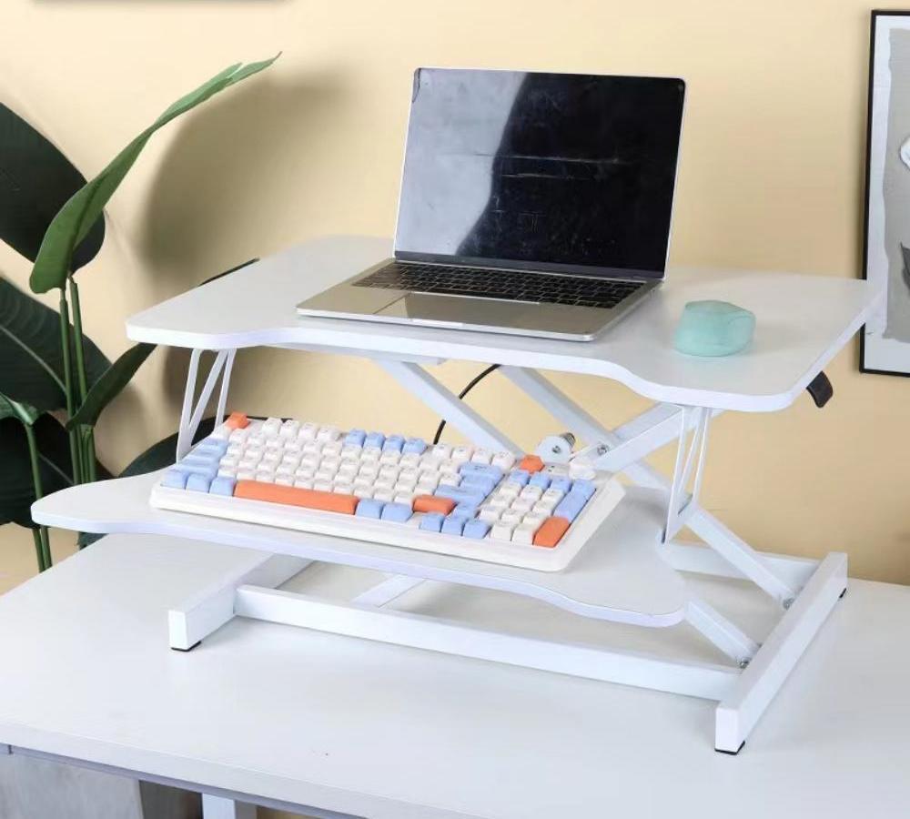 32" Sit-Stand Desk Converter | Adjustable Height Riser | White