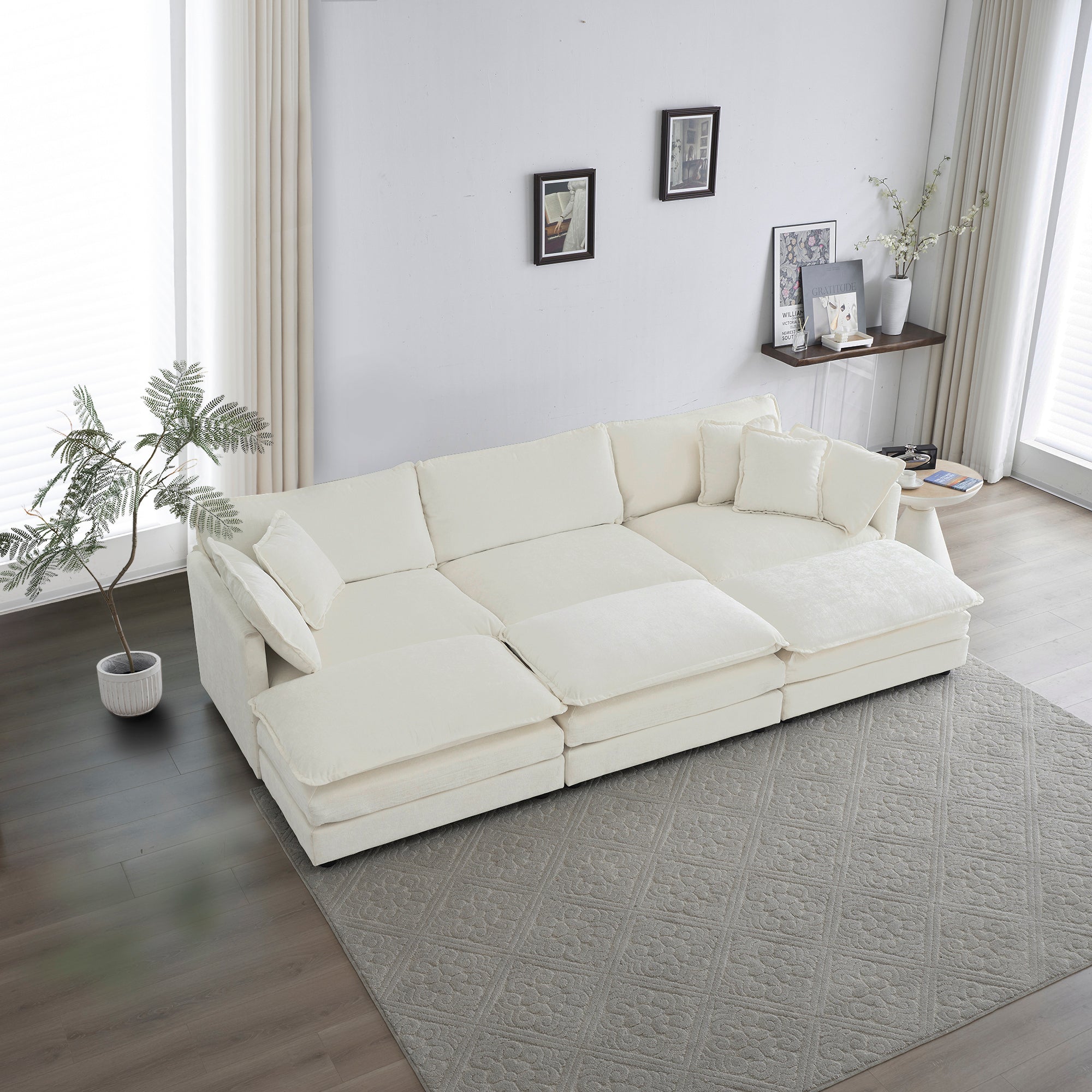 U-Shaped Sectional Sofa: Deep Seats & Ottomans