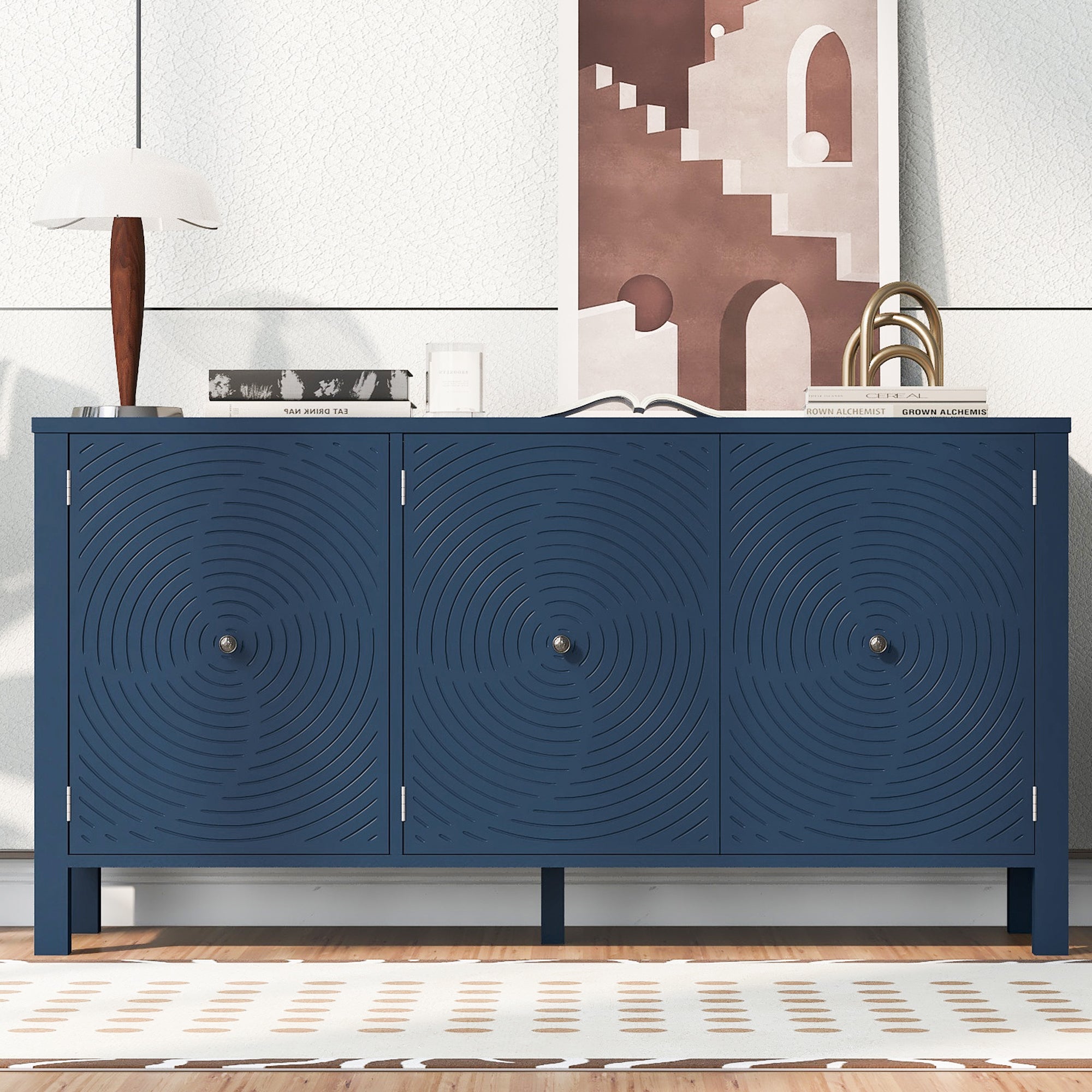 Curved Sideboard: 3-Door Artistic Design